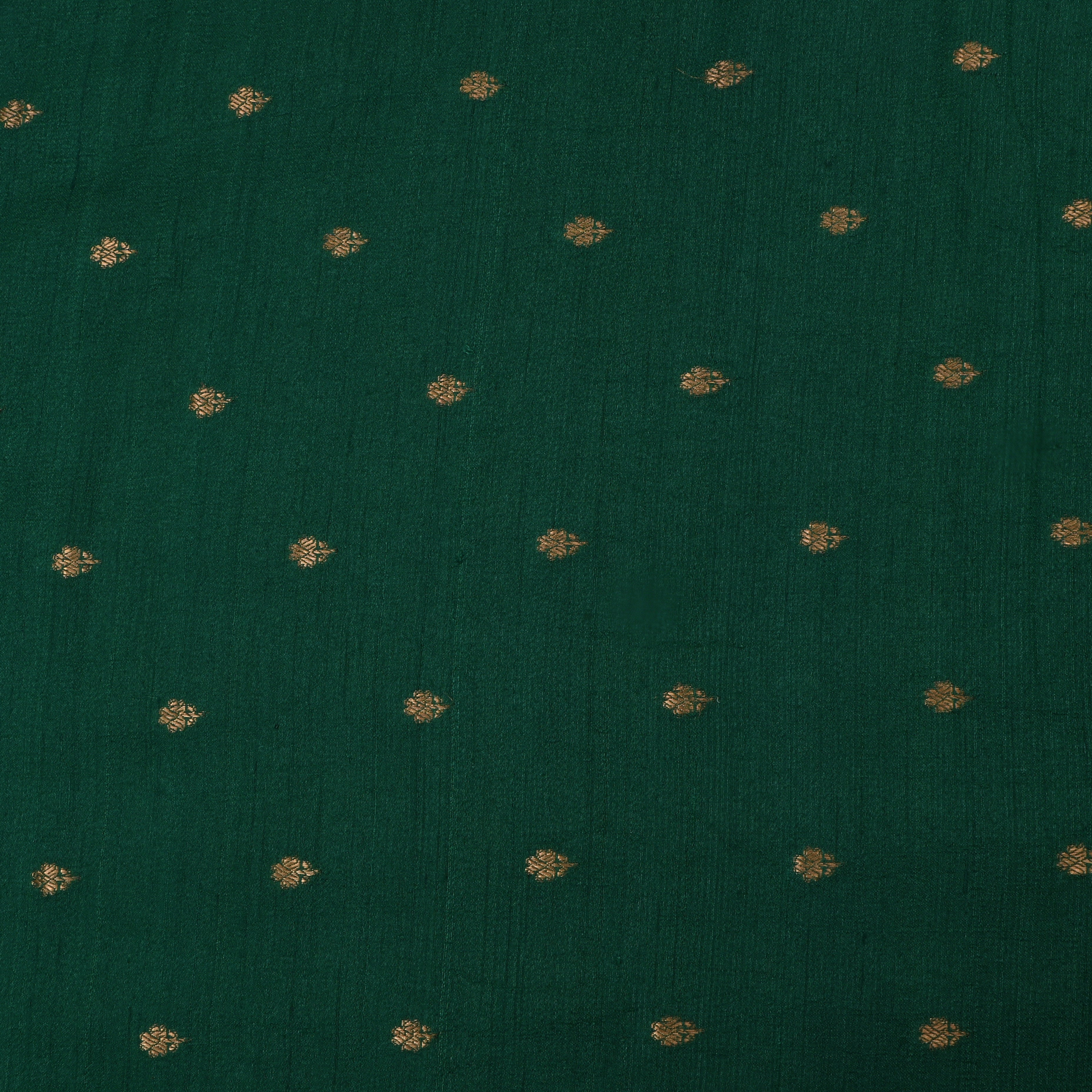 Bottle Green Jamawar Tussar Fabric With Butti'S