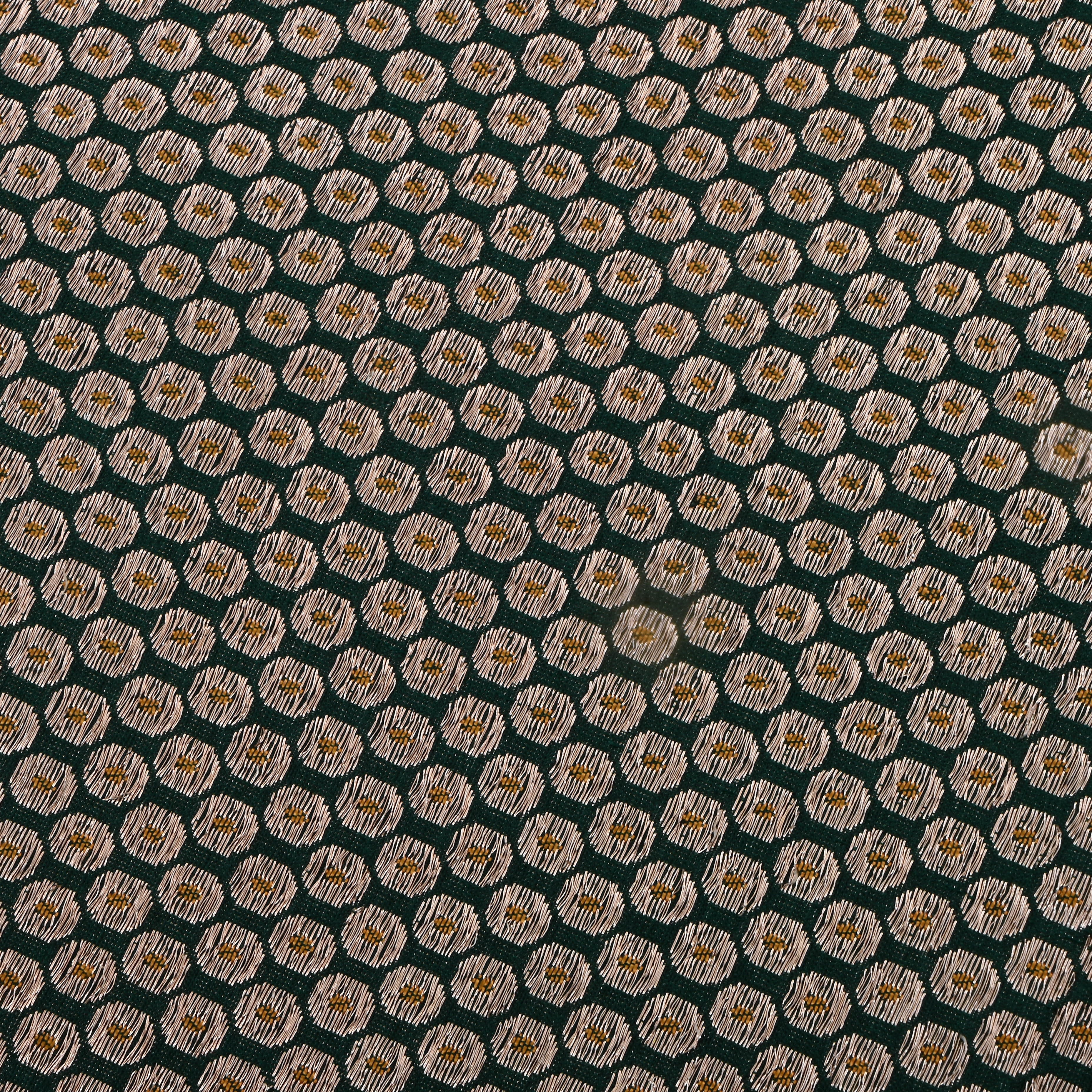 Bottle Green Jamawar Silk Fabric With Intricate Pattern