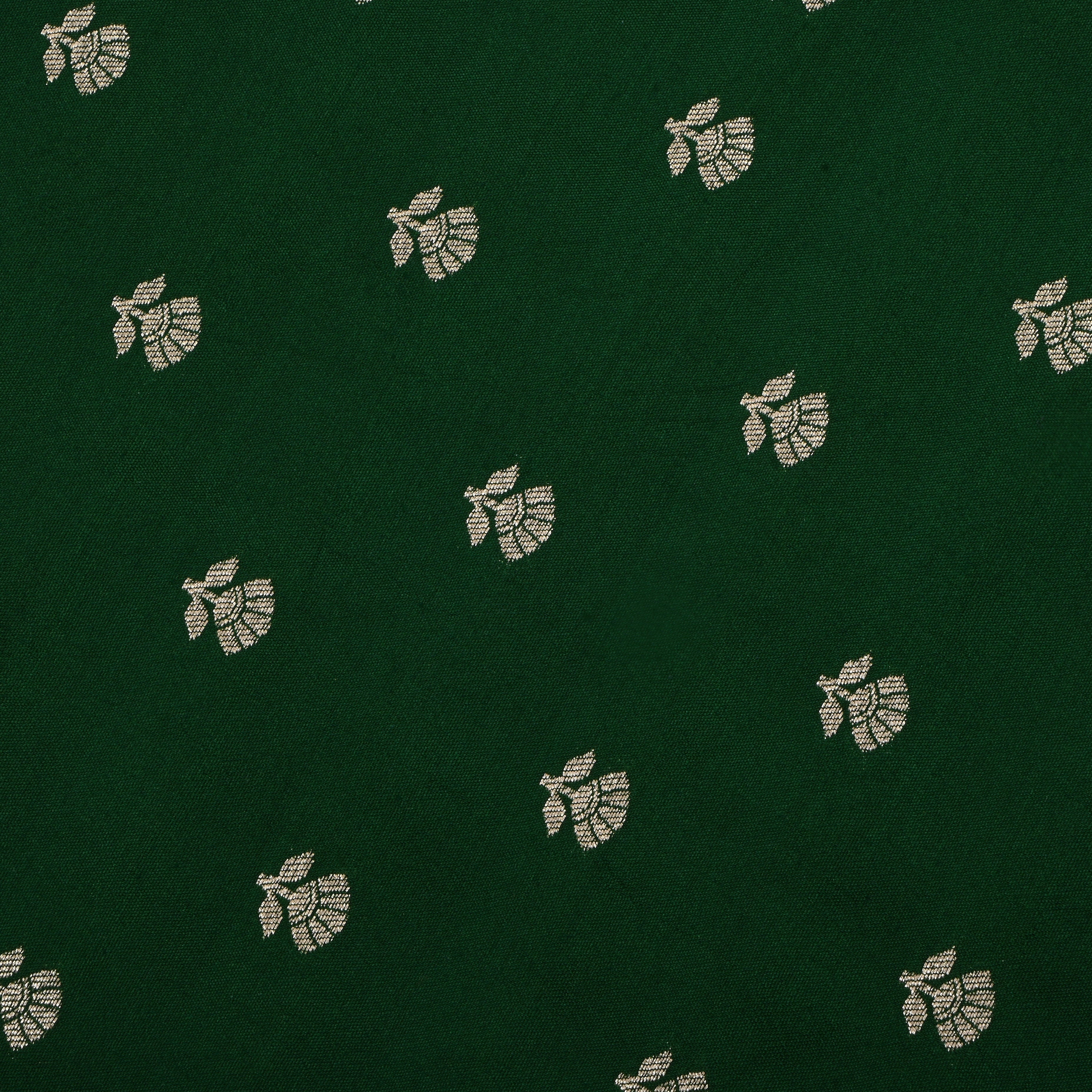 Phthalo Green Jamawar Silk Fabric With Floral Butti'S