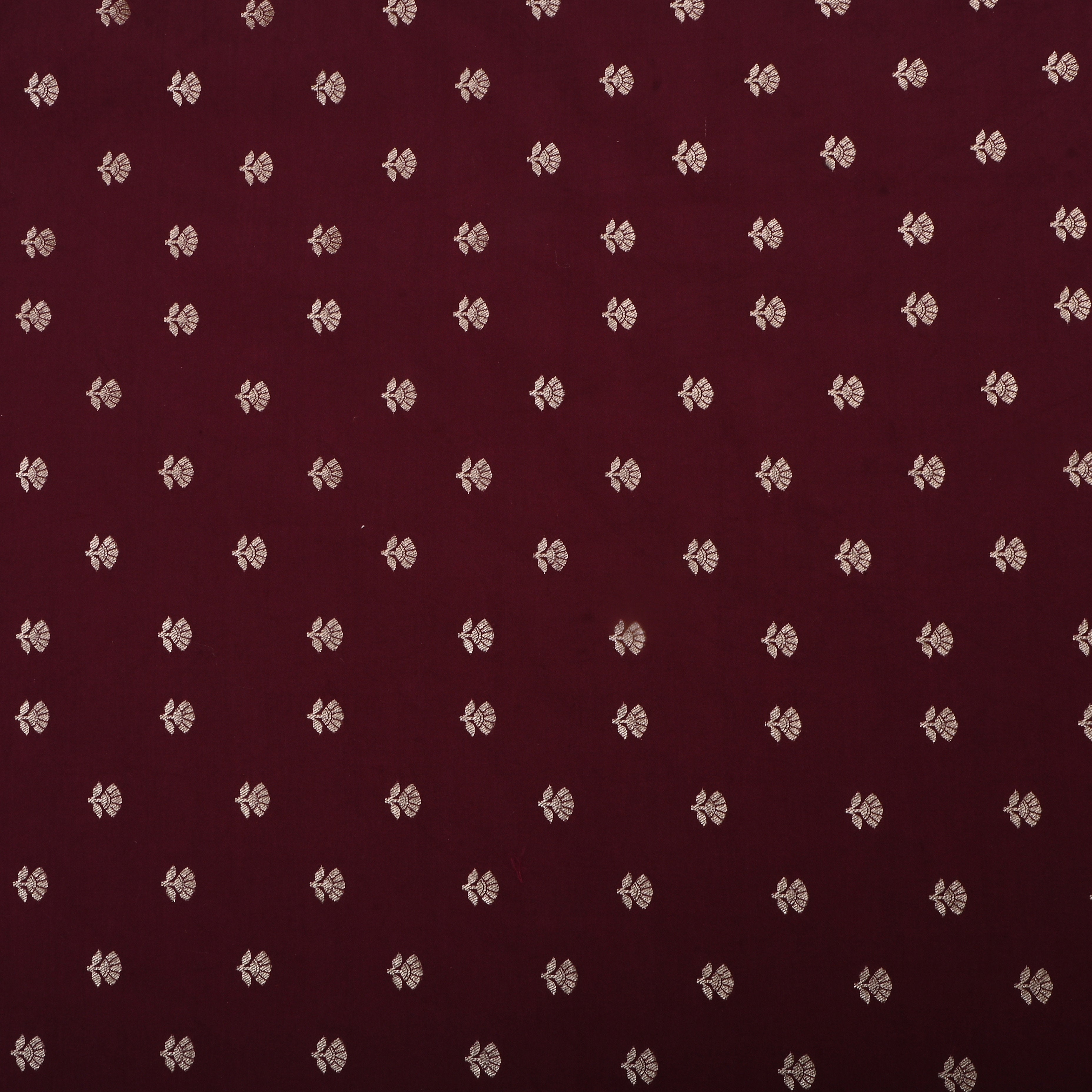 Cab Sev Red Jamawar Silk Fabric With Floral Butti'S