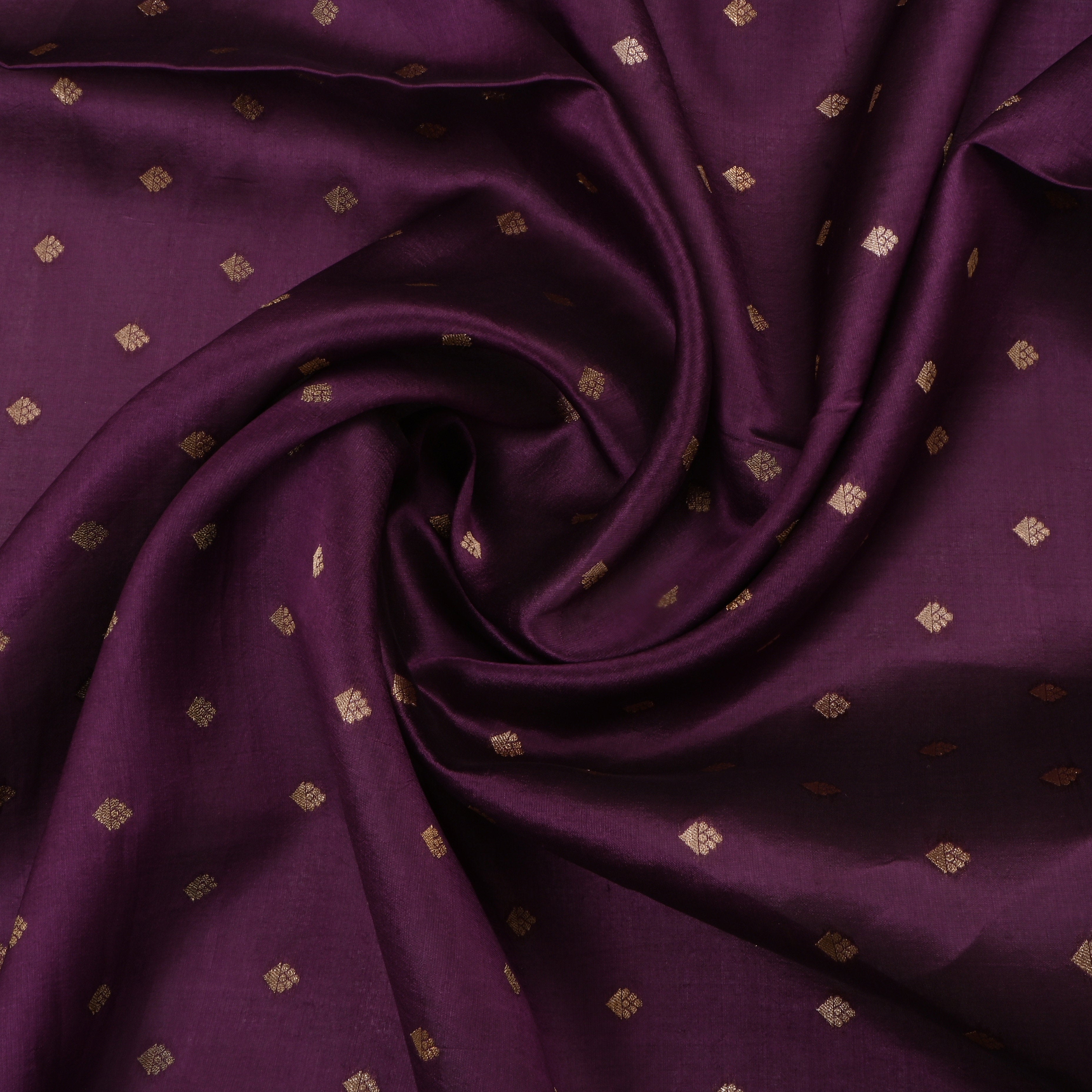 Eggplant Purple Jamawar Silk Fabric With Floral Butti'S