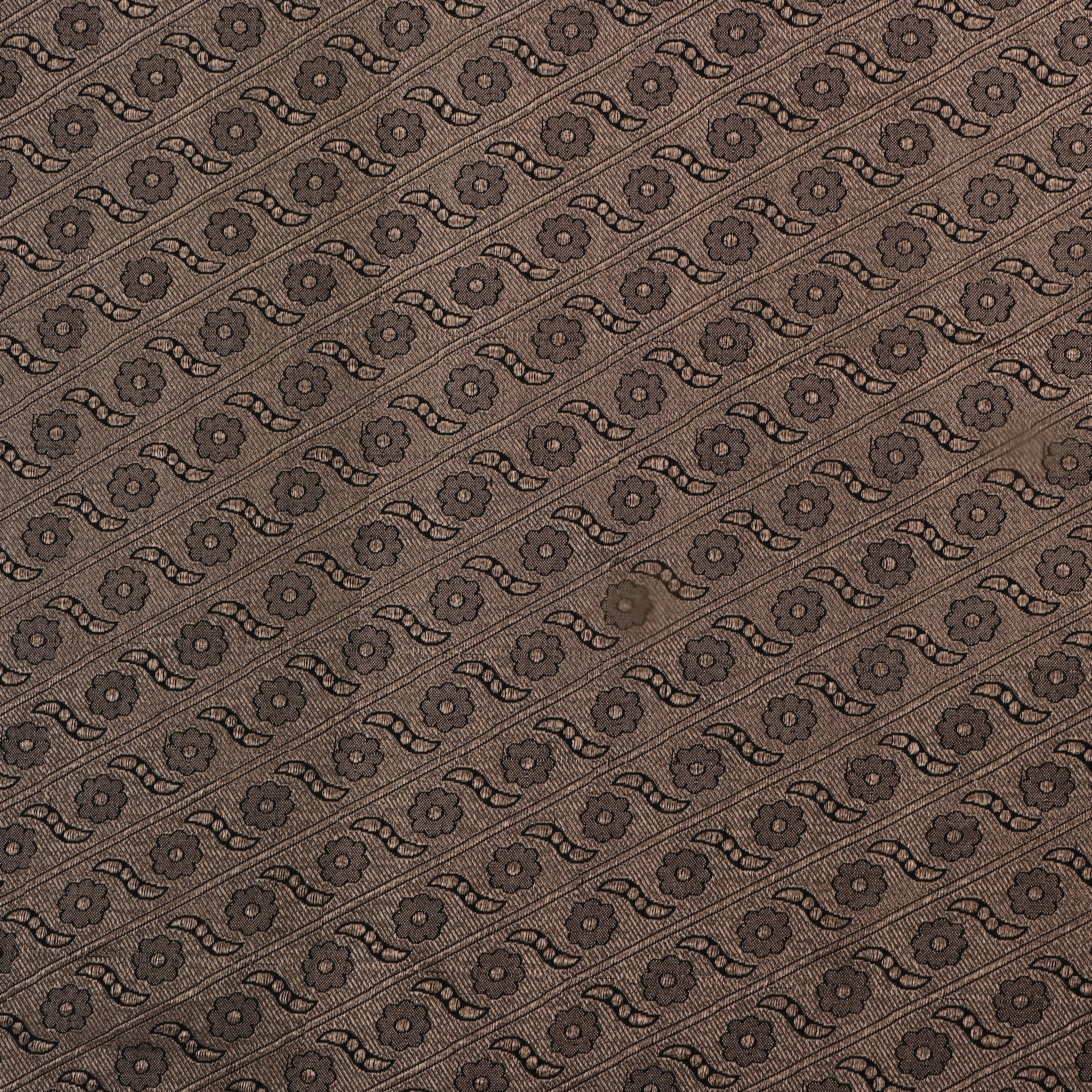 Brown Jamawar Silk Fabric With Floral Patterns