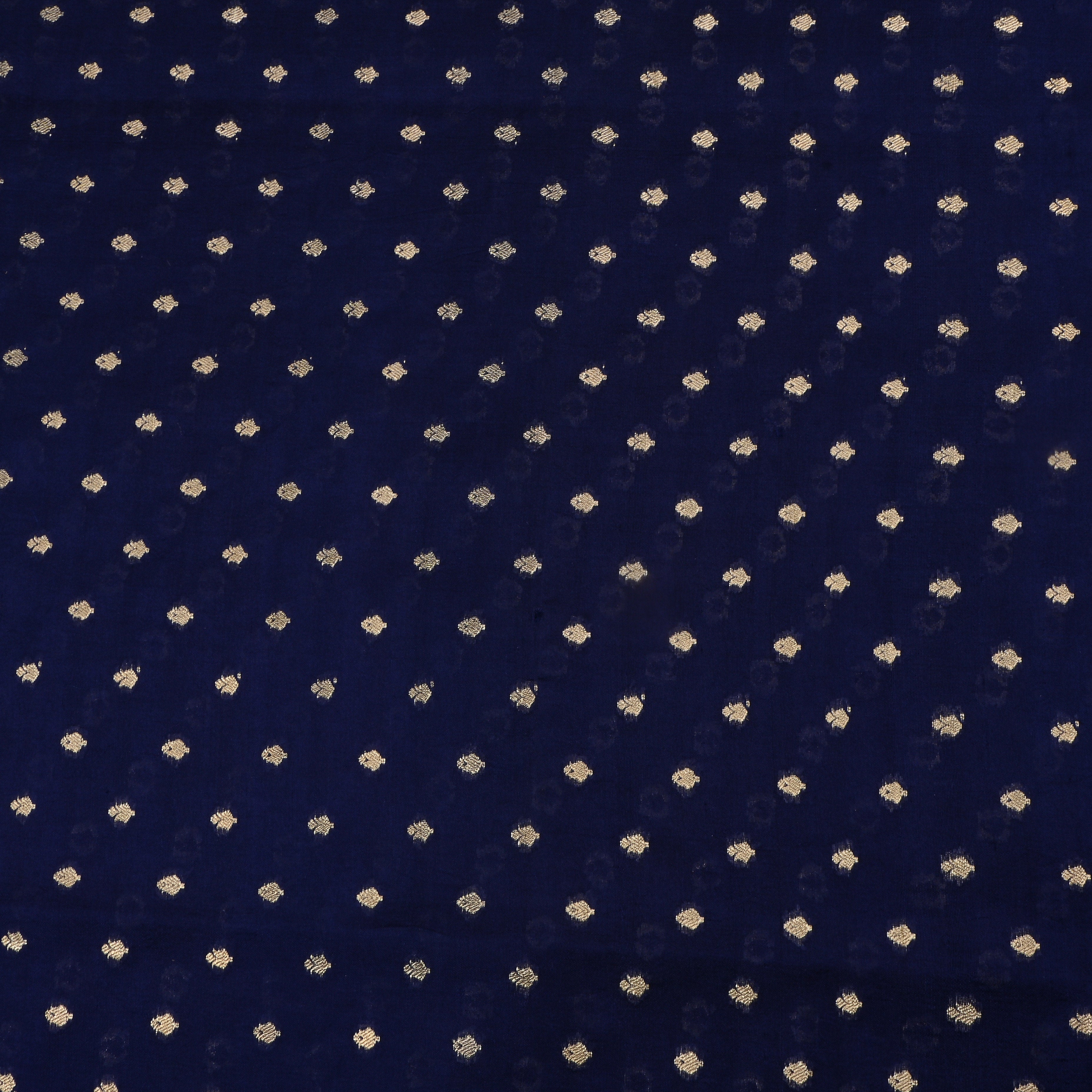 Dark Navy Jamawar Silk Fabric With Butti'S
