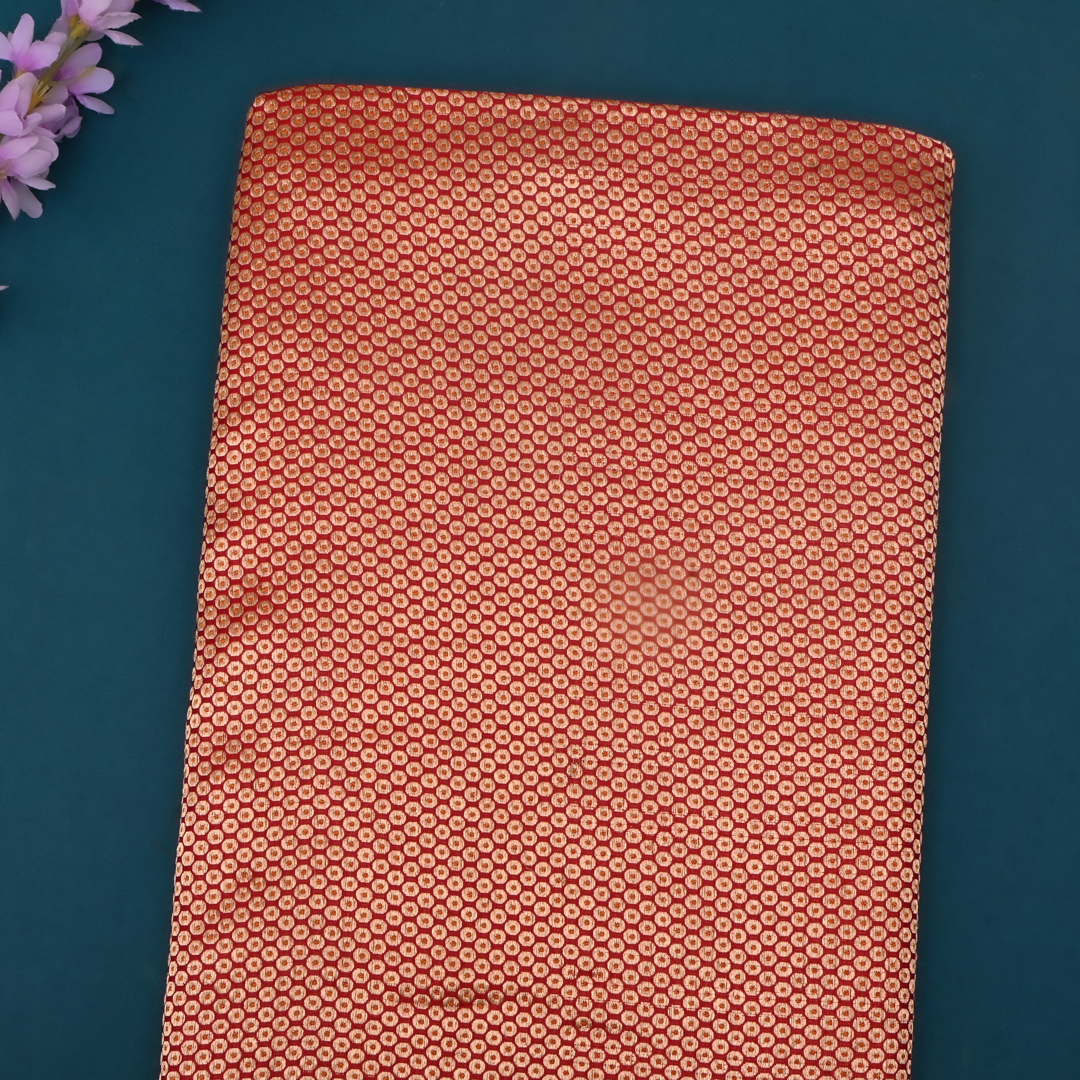 Maroon Jamawar Silk Fabric With Brocade Design