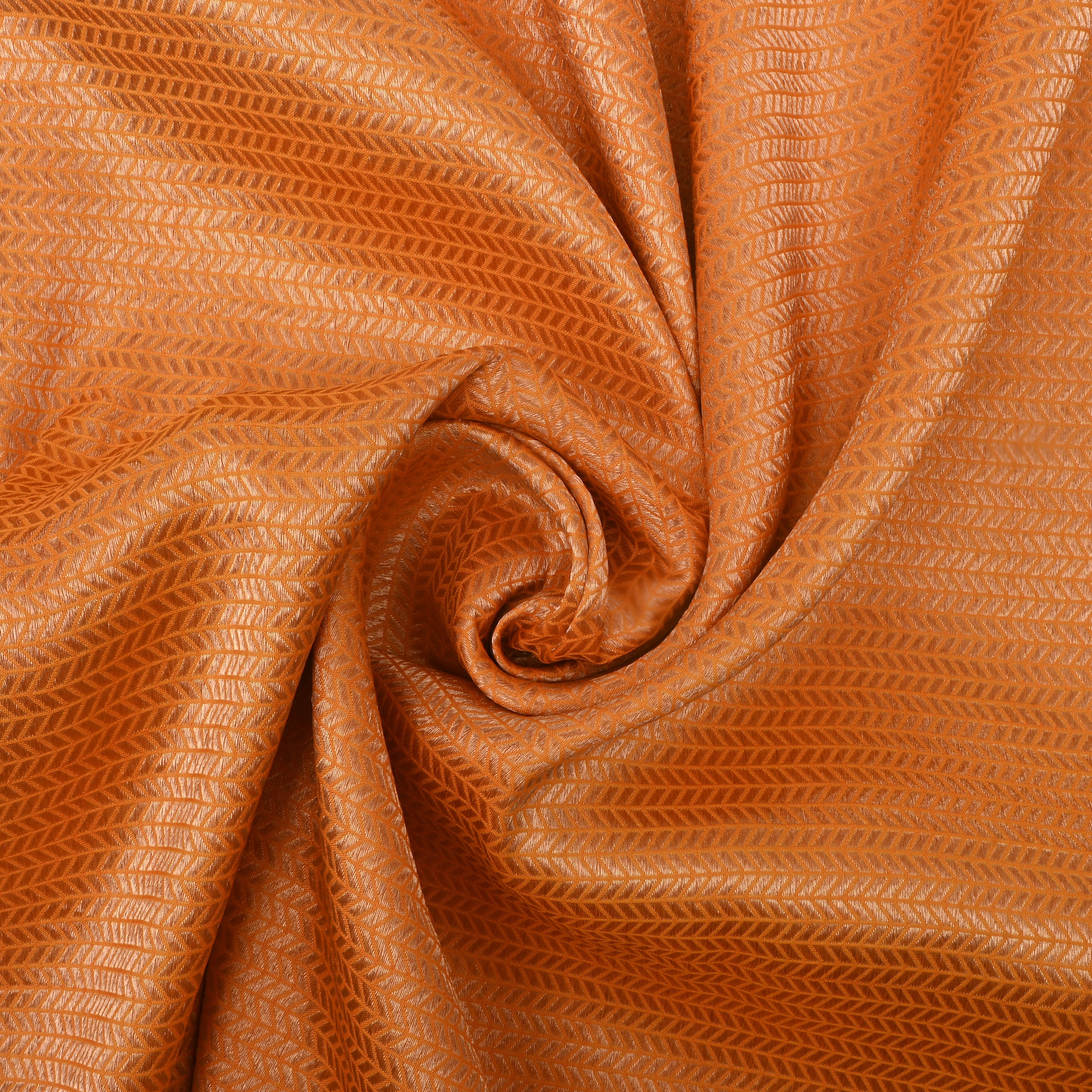 Orange Jamawar Silk Fabric With Intricate Design