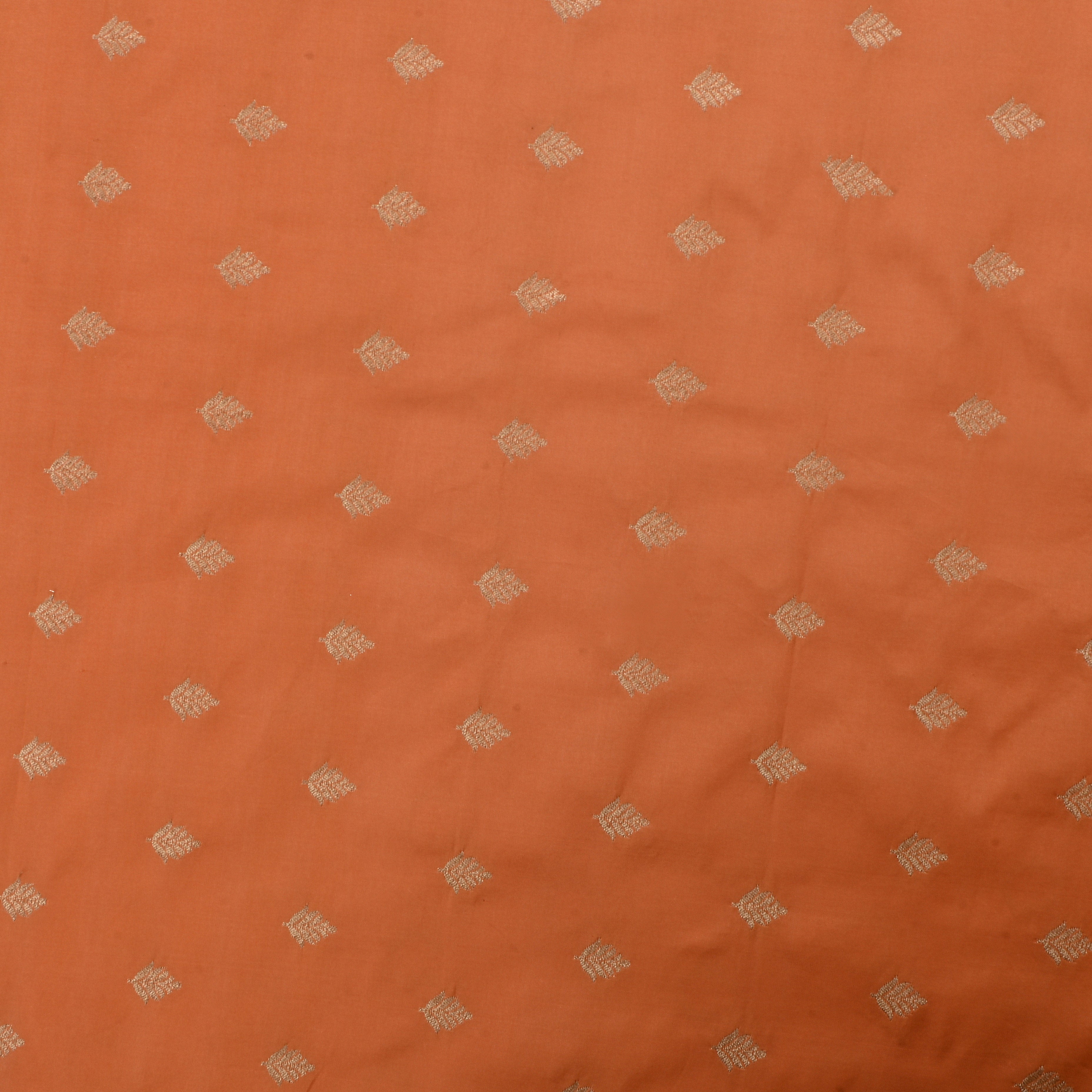 Soft Orange Jamawar Silk Fabric With Buttis