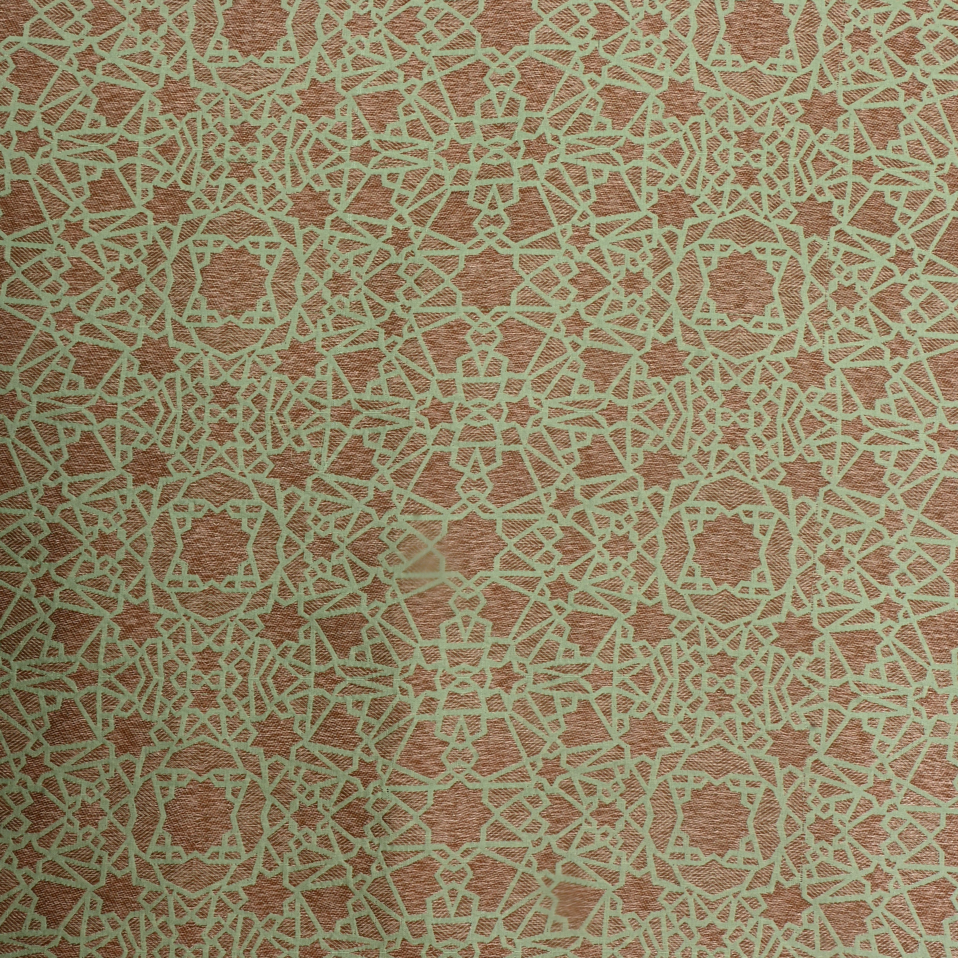 Pista Green Brocade Fabric With Abstract Pattern