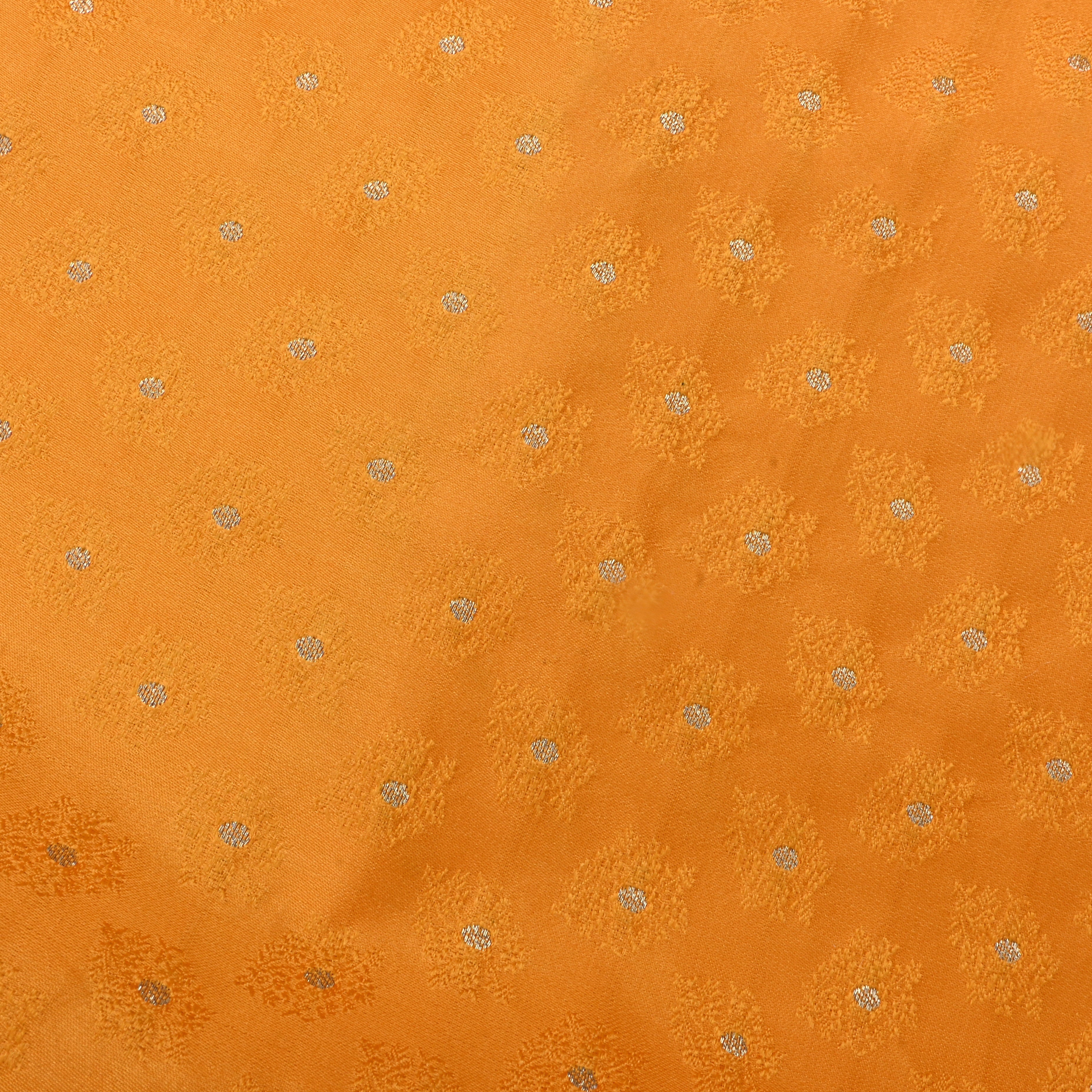 Cadmium Orange Jamawar Silk Fabric
