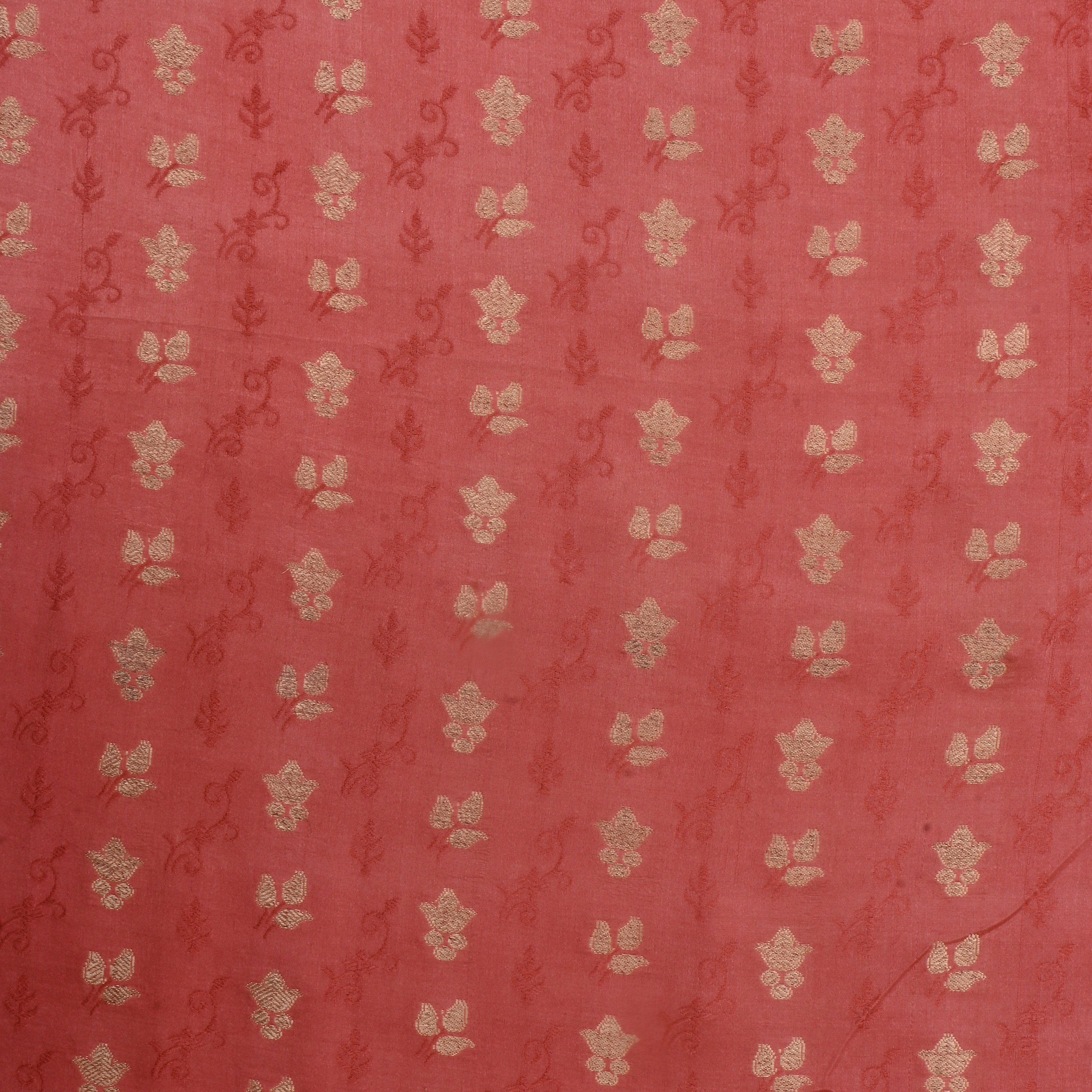 Georgia Peach Jamawar Satin Fabric With Buttis