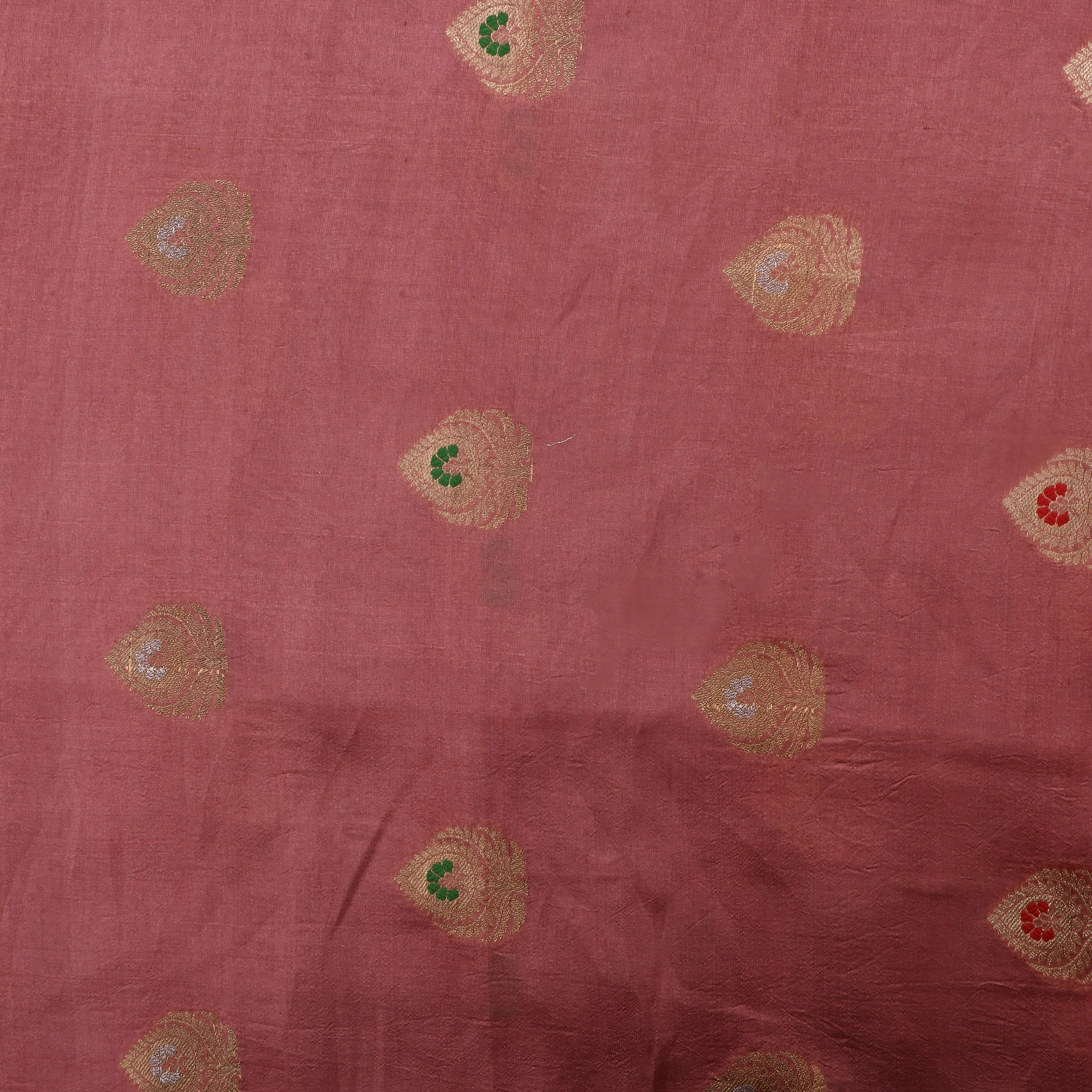 Dusty Pink Jamawar Silk Fabric With Butta'S