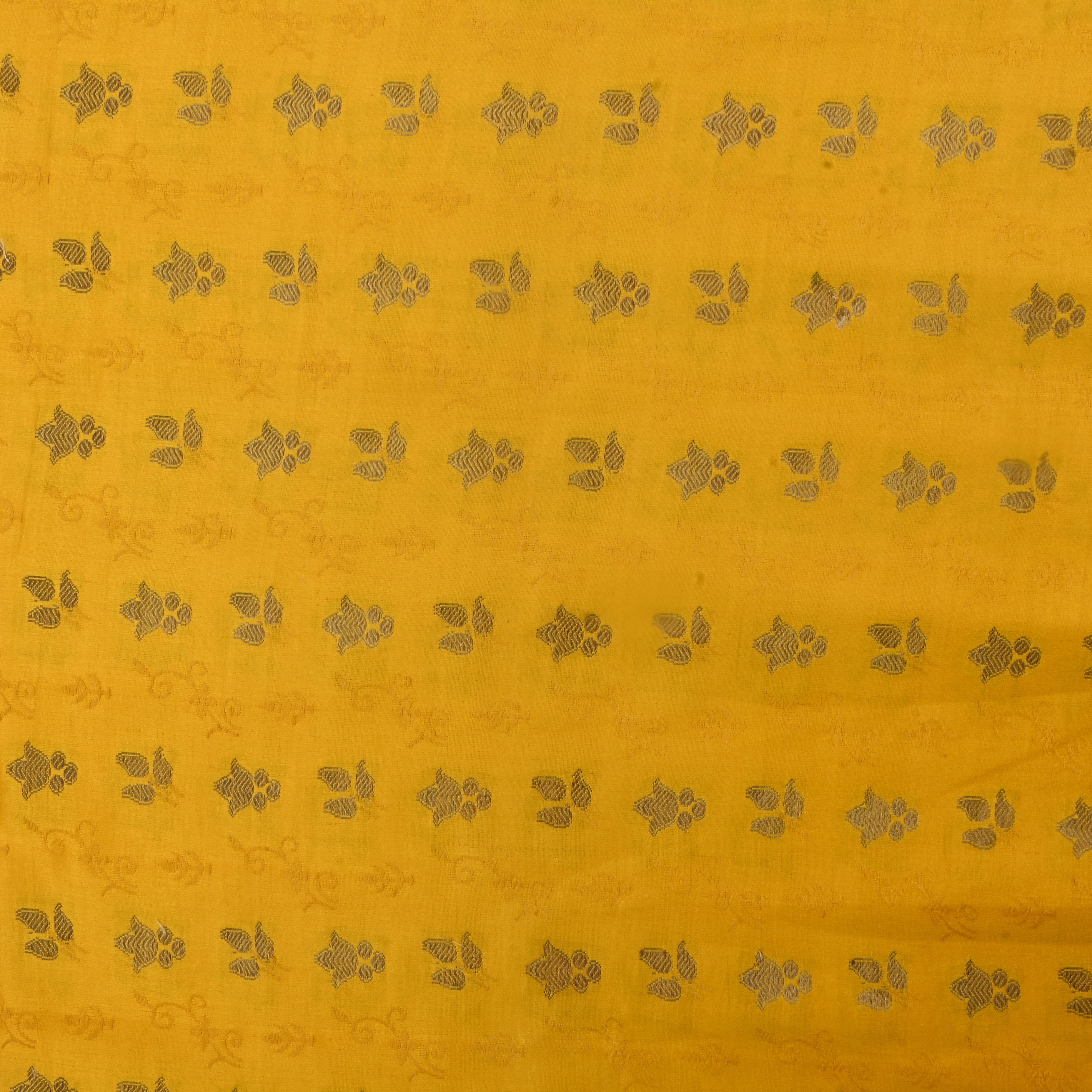 Yellow Jamawar Satin Fabric With Buttis