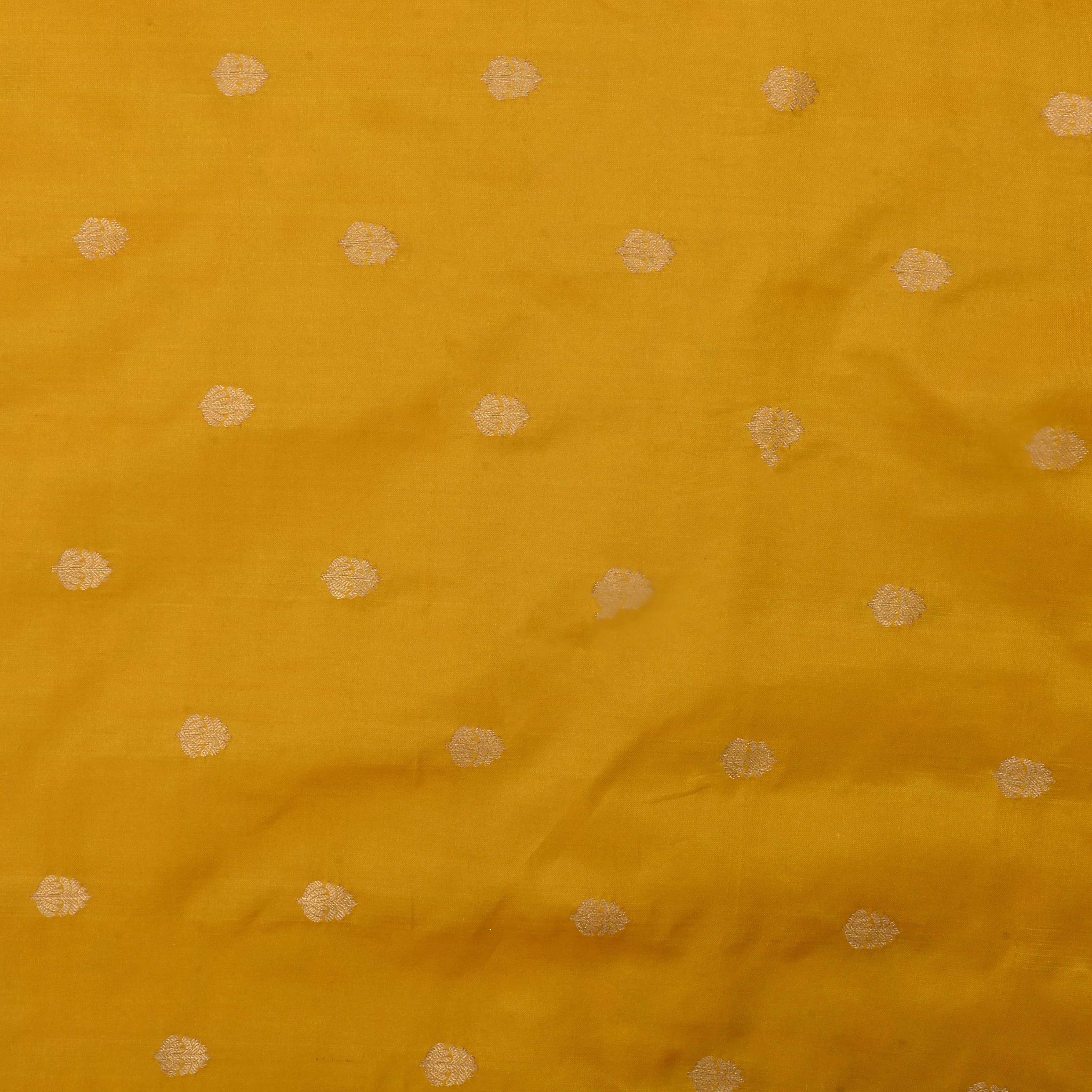 School Bus Yellow Jamawar Silk Fabric With Buttis
