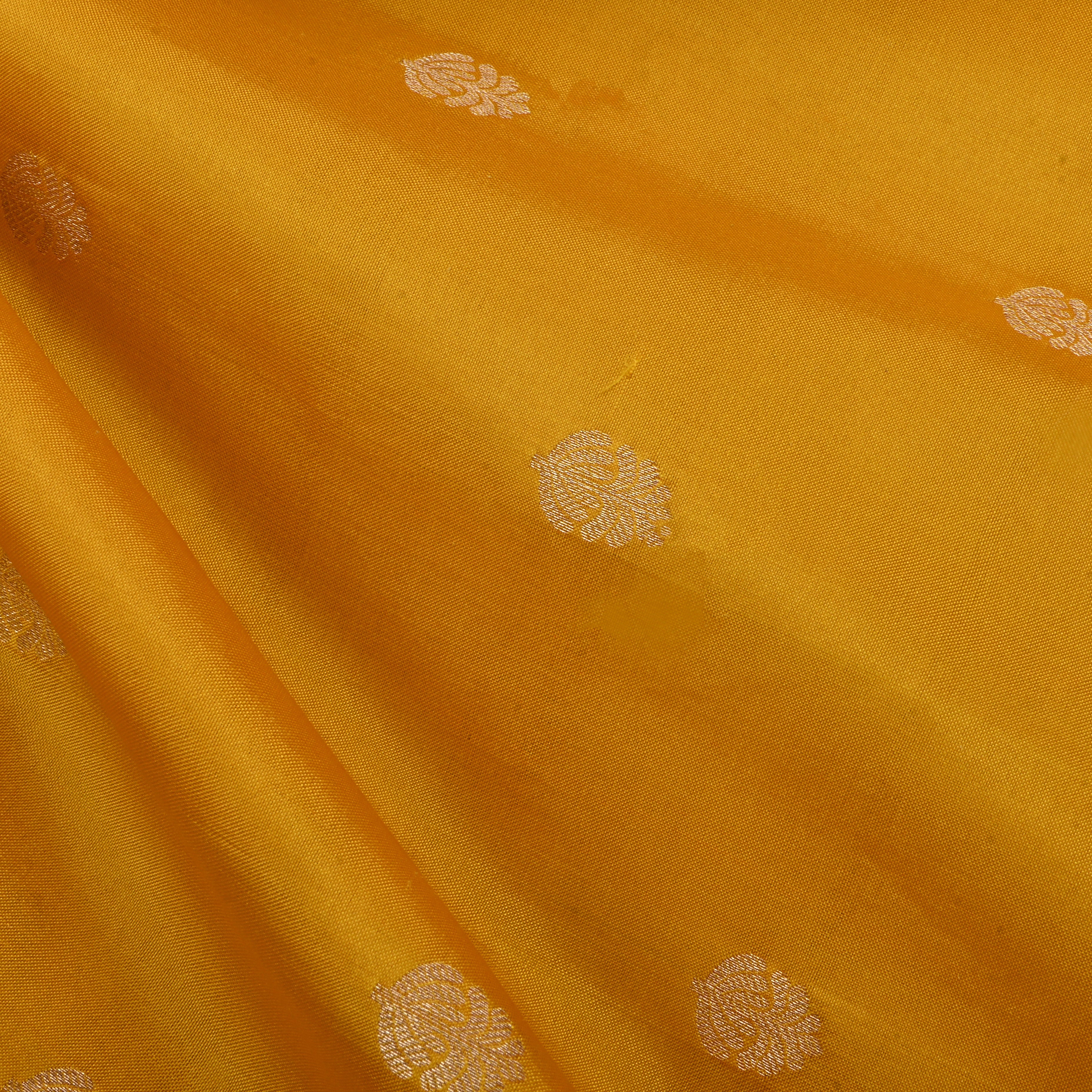 School Bus Yellow Jamawar Silk Fabric With Buttis
