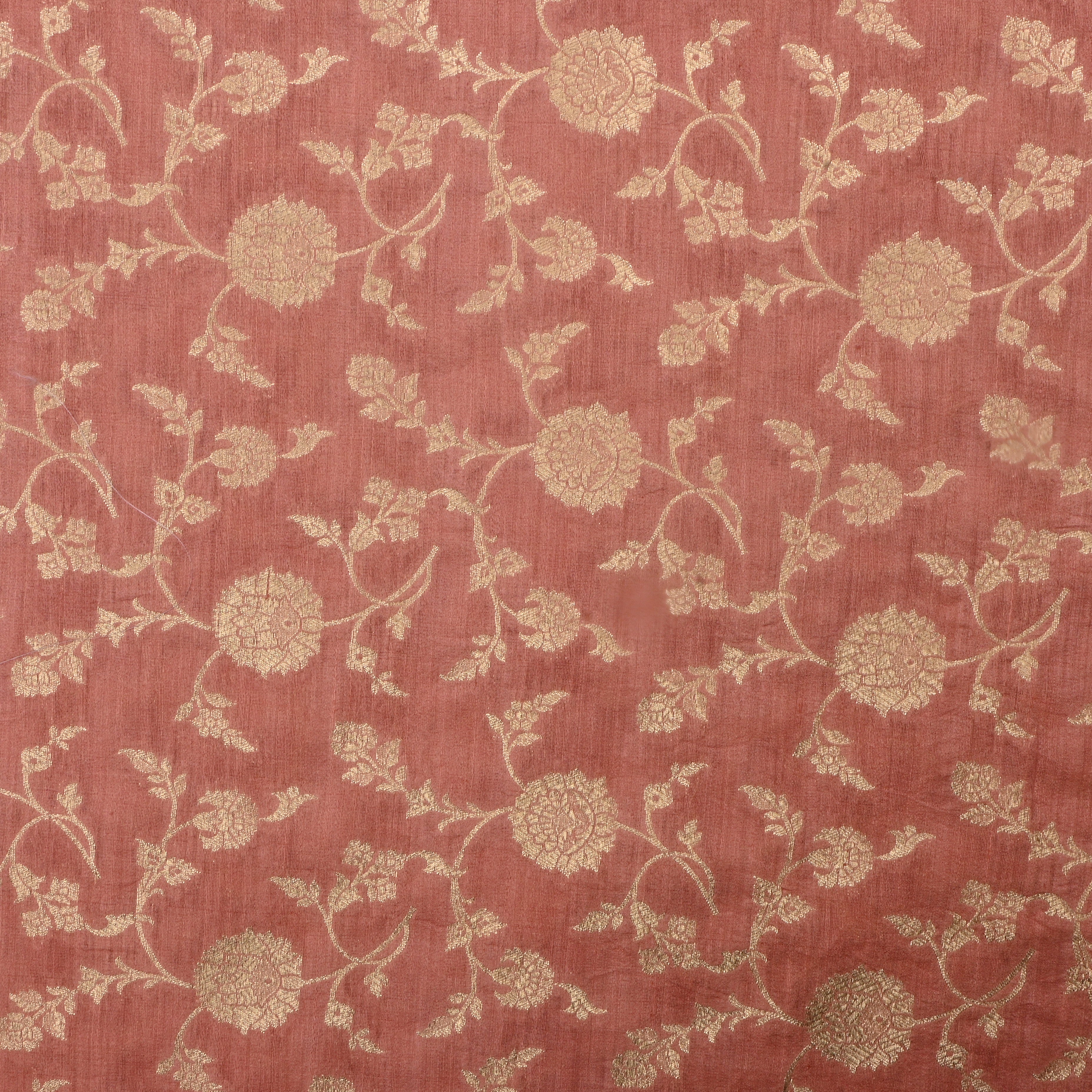 Pinkish Brown Jamawar Silk Fabric With Floral Jaal