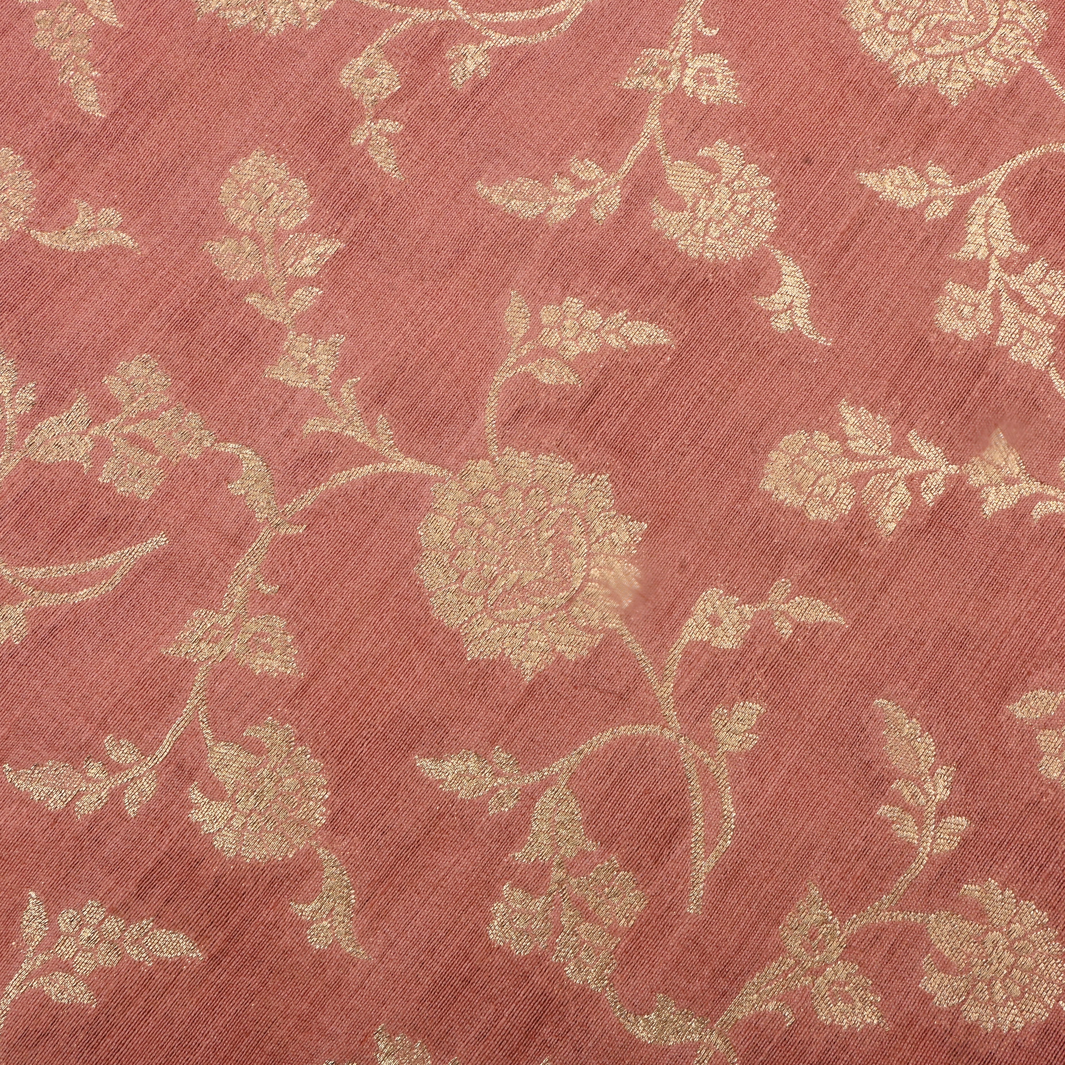 Pinkish Brown Jamawar Silk Fabric With Floral Jaal