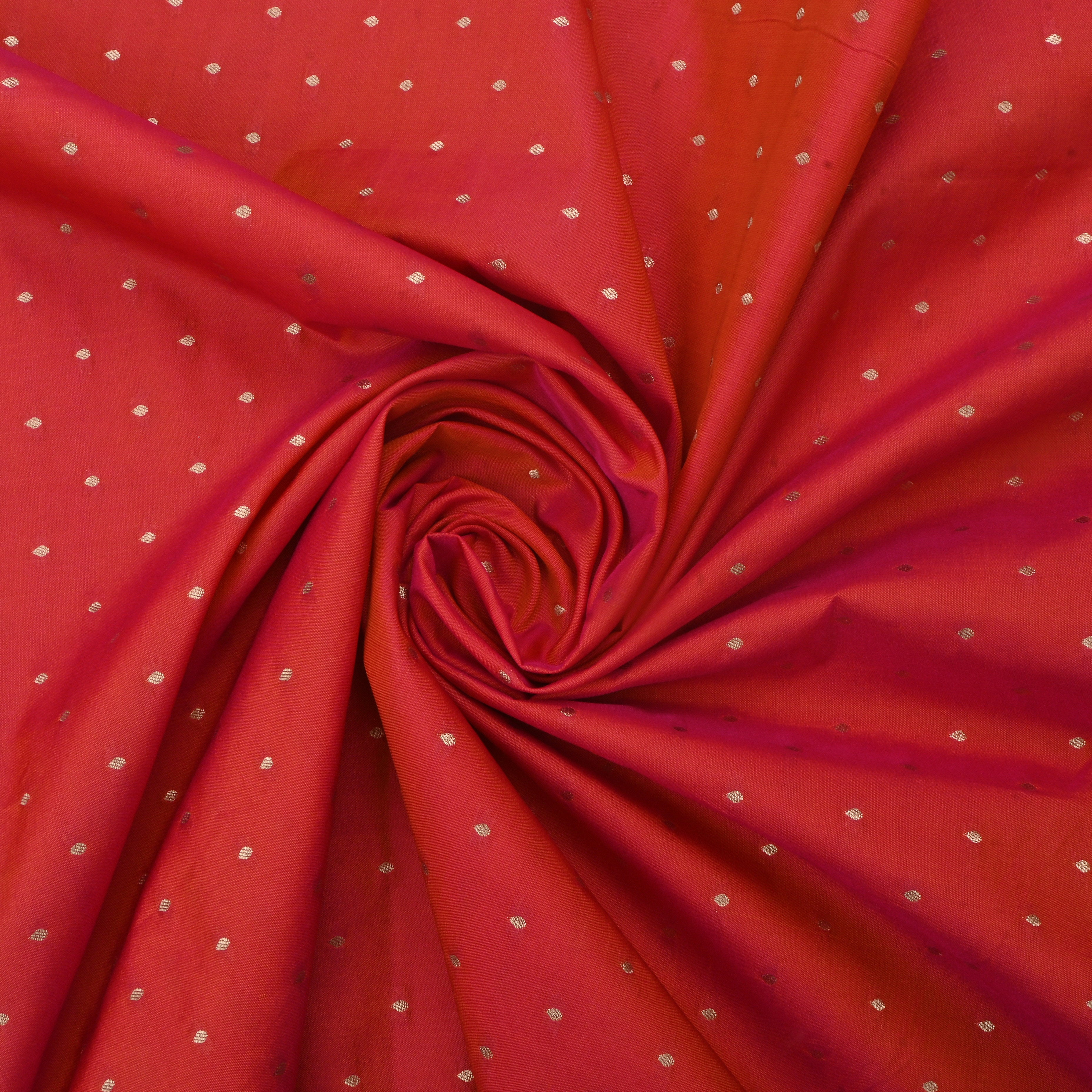 Flush Mahogany Red Jamawar Silk Fabric With Butti'S