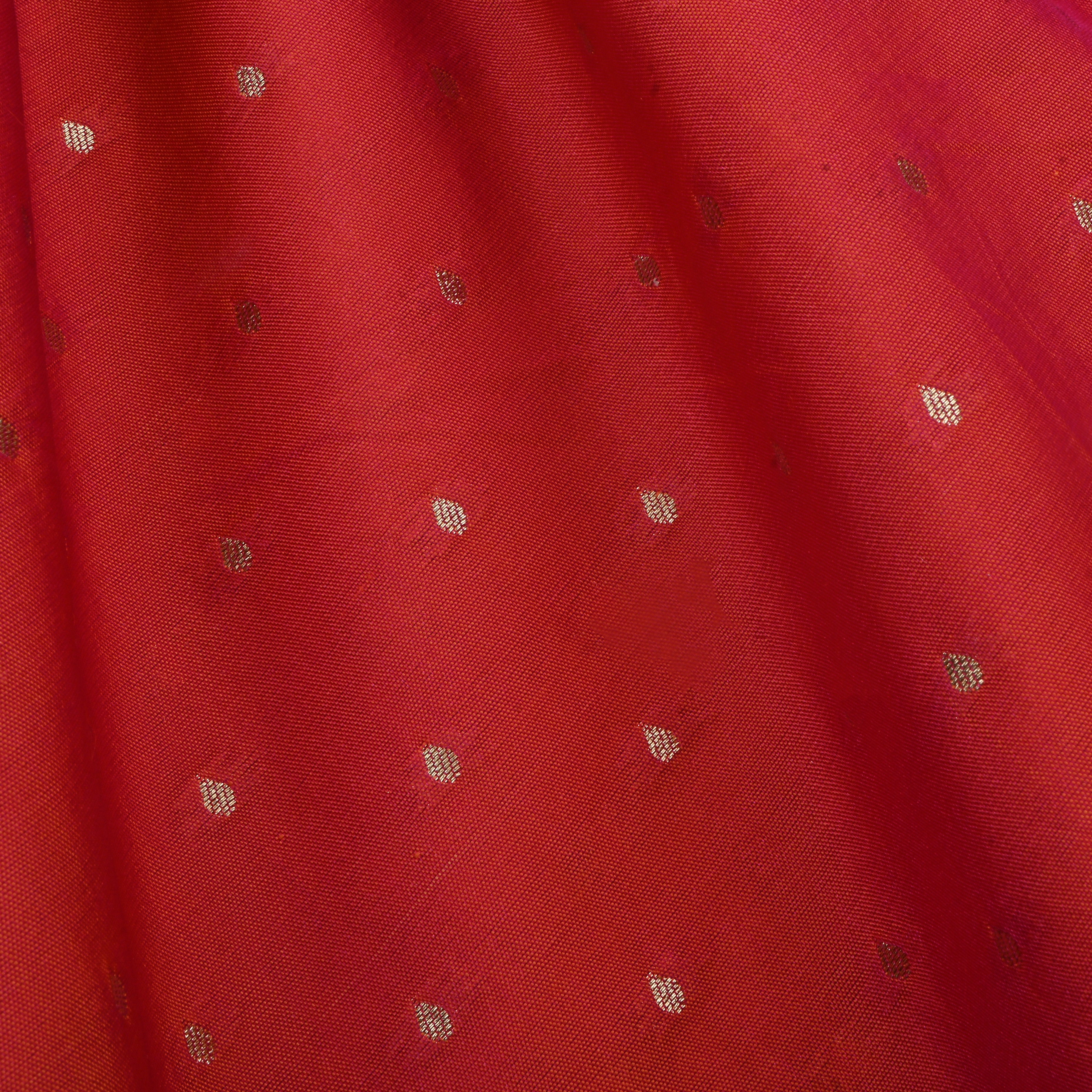Flush Mahogany Red Jamawar Silk Fabric With Butti'S