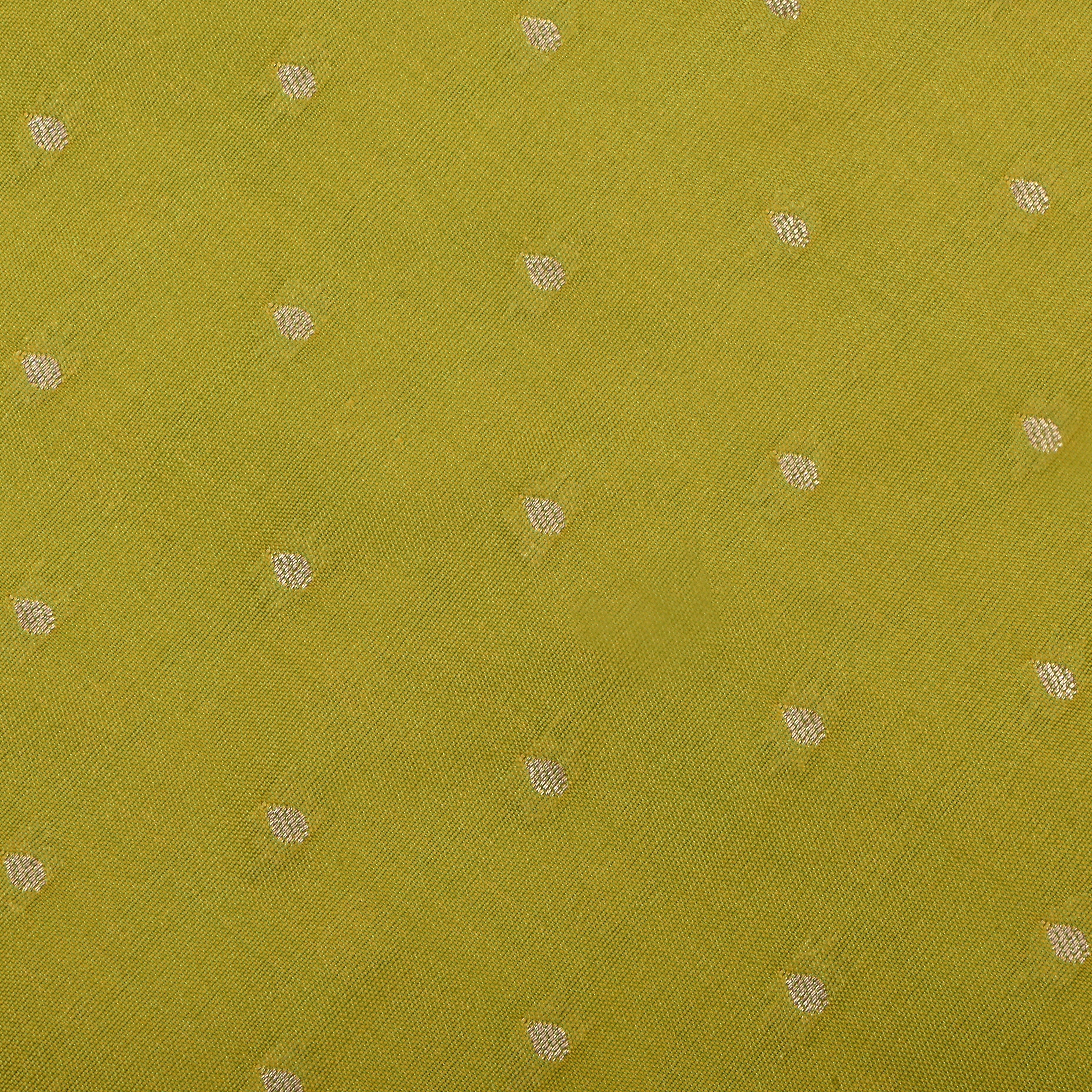 Lemon Ginger Yellow Jamawar Silk Fabric With Butti'S