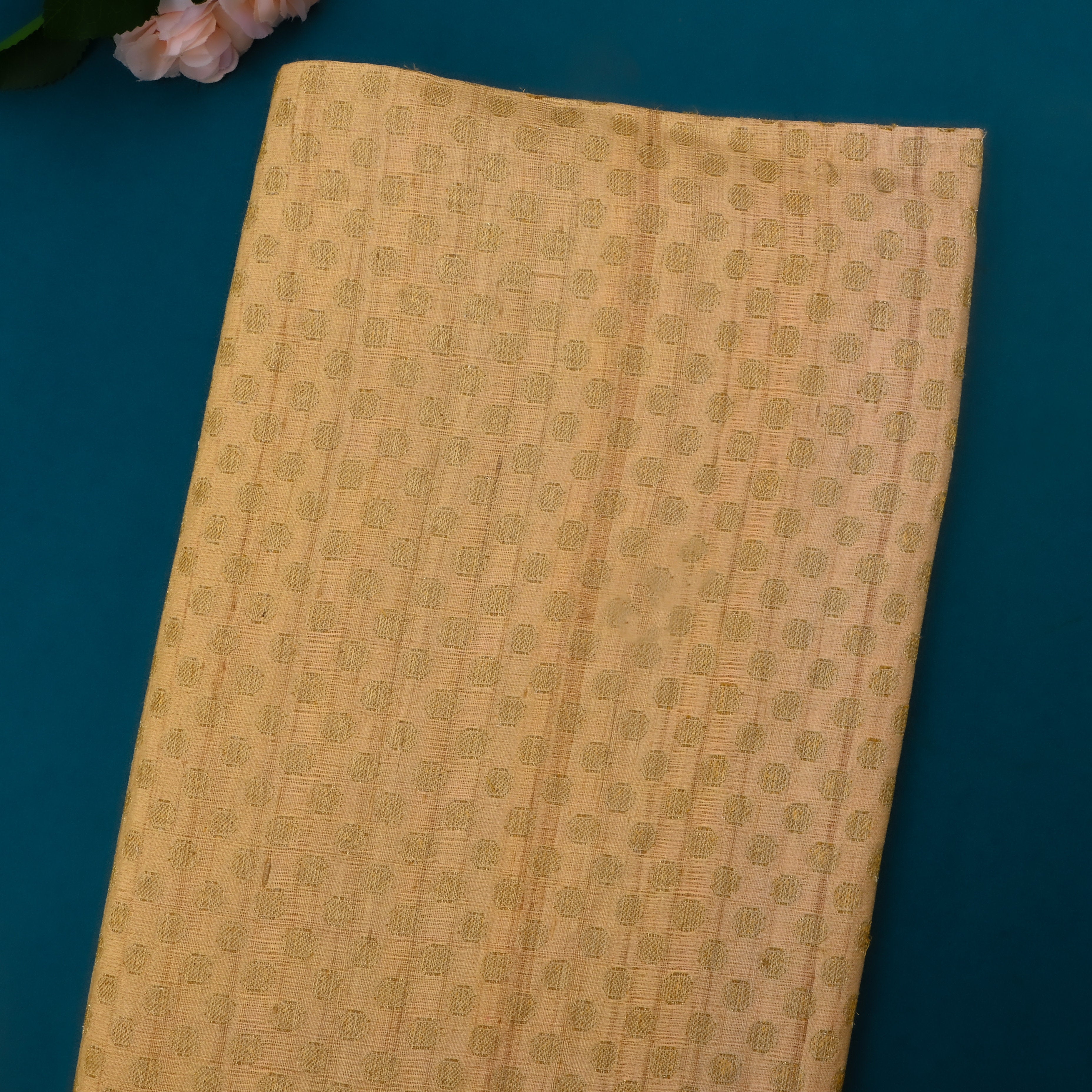 Camel Yellow Jamawar Silk Fabric With Butti'S