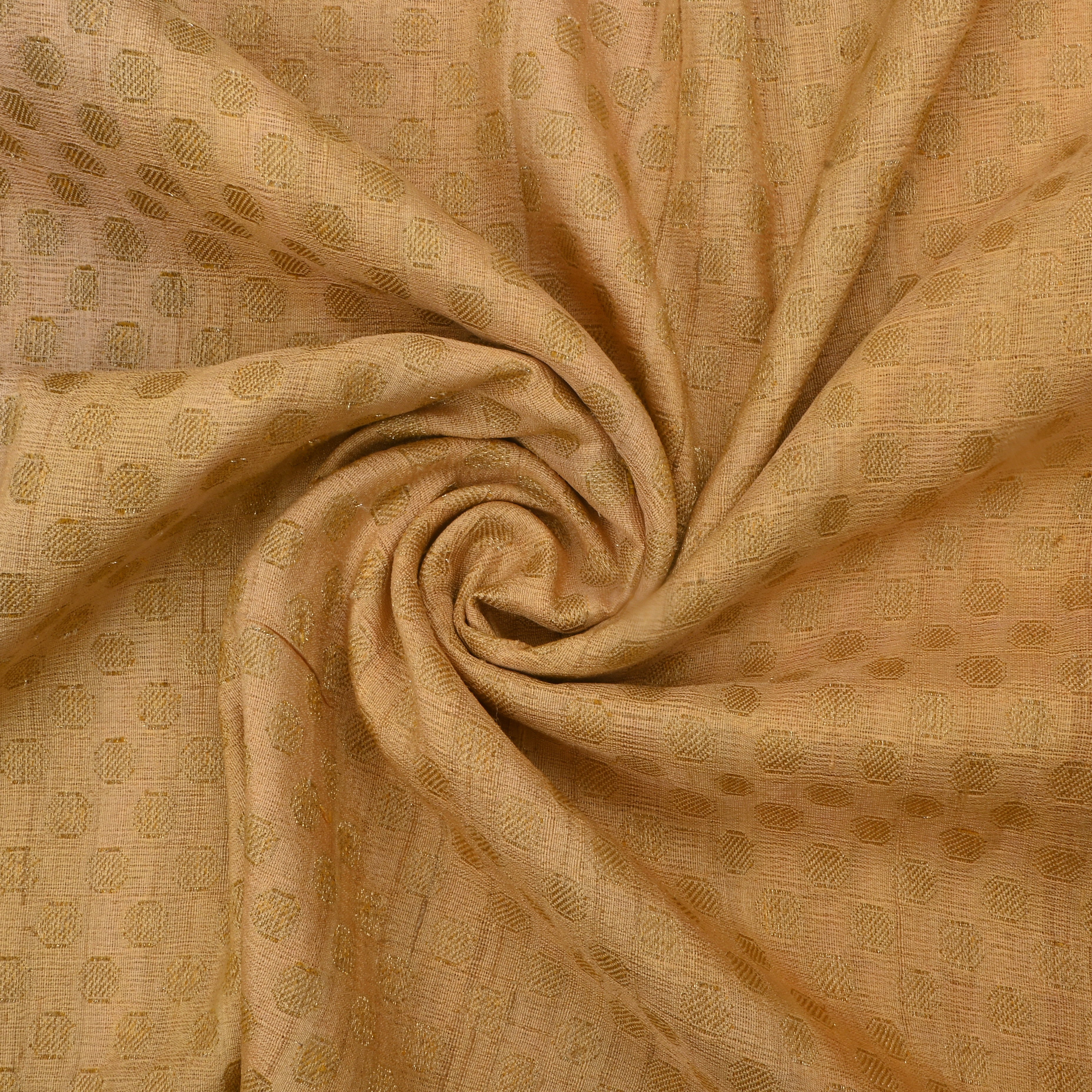 Camel Yellow Jamawar Silk Fabric With Butti'S