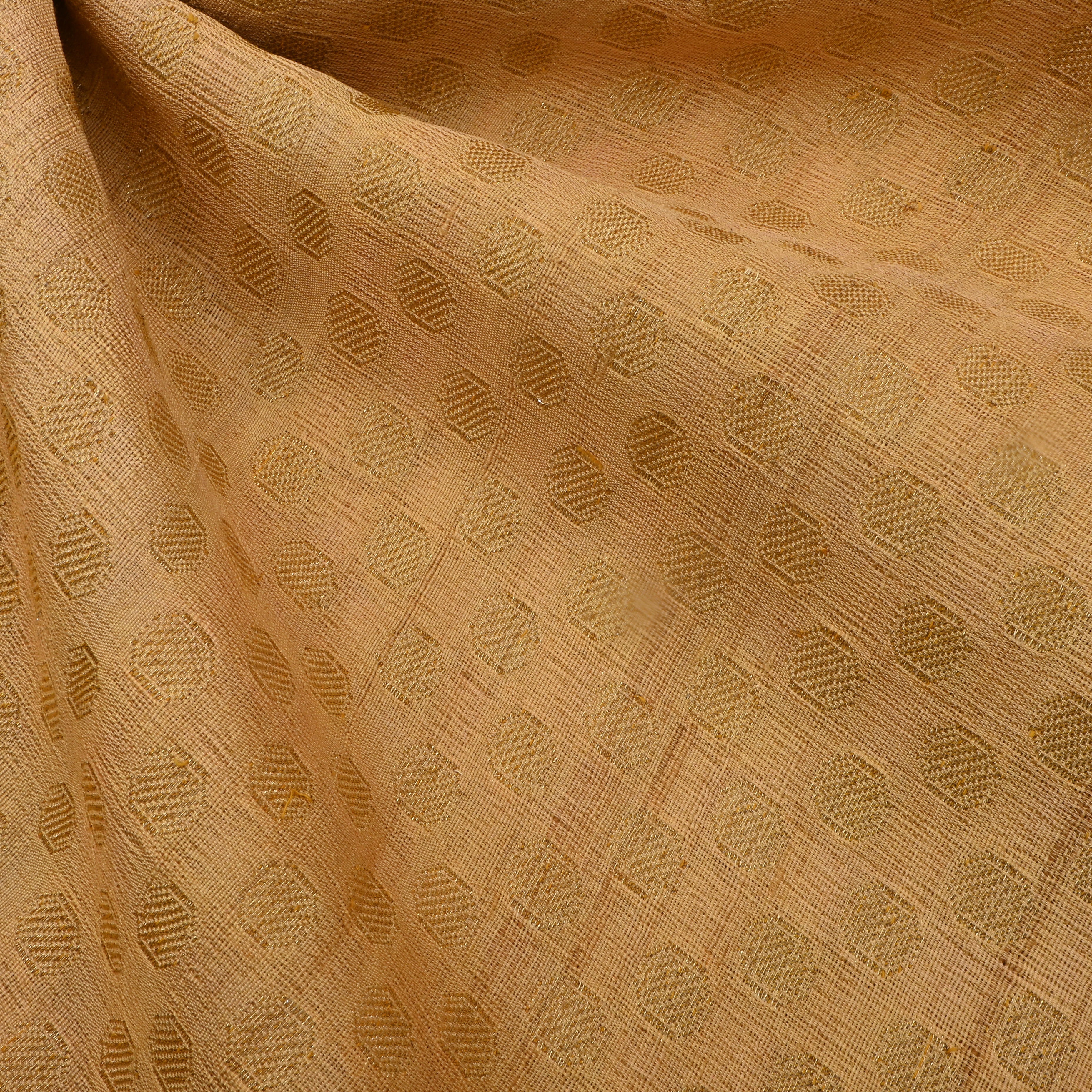 Camel Yellow Jamawar Silk Fabric With Butti'S