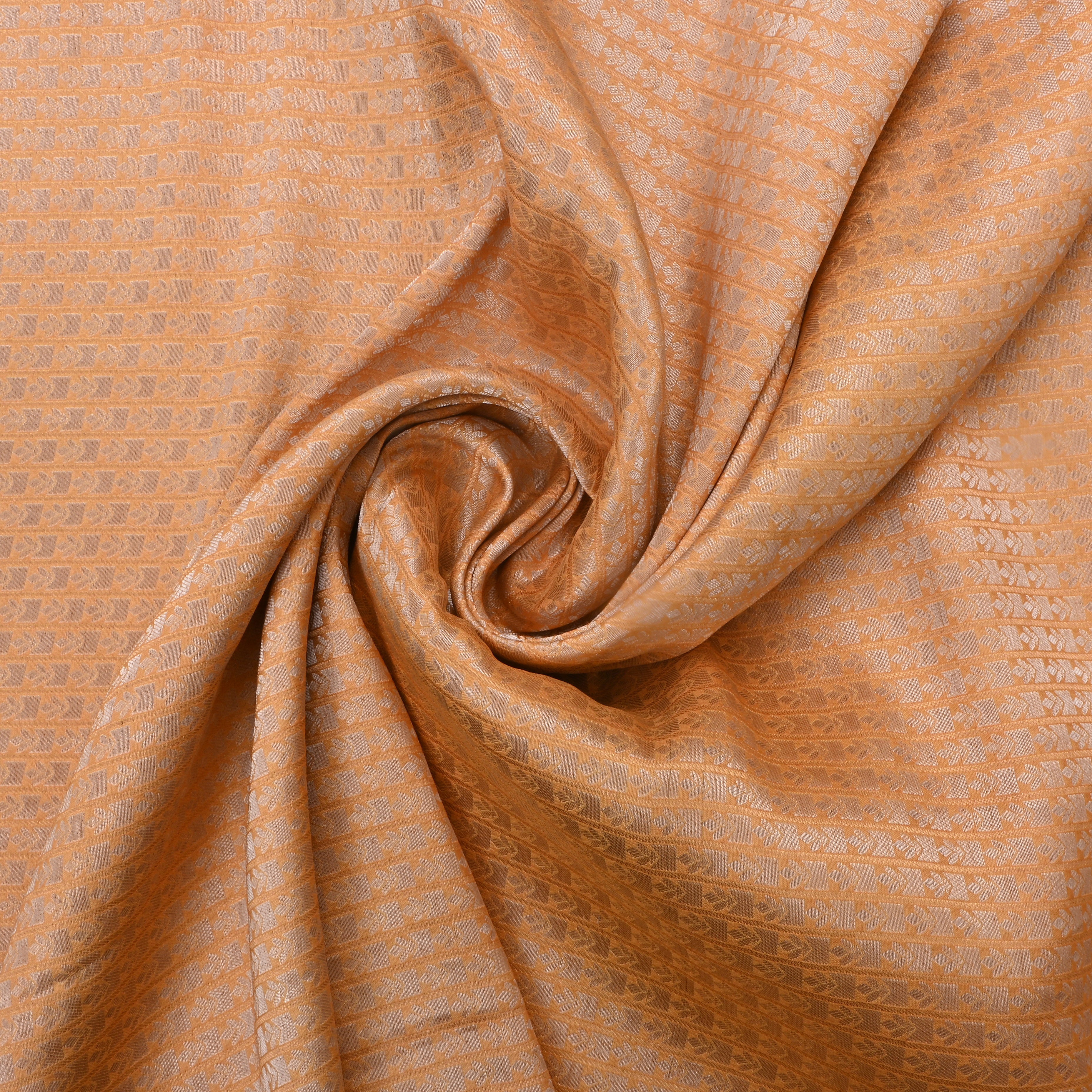 Peach Jamawar Silk Fabric With Brocade