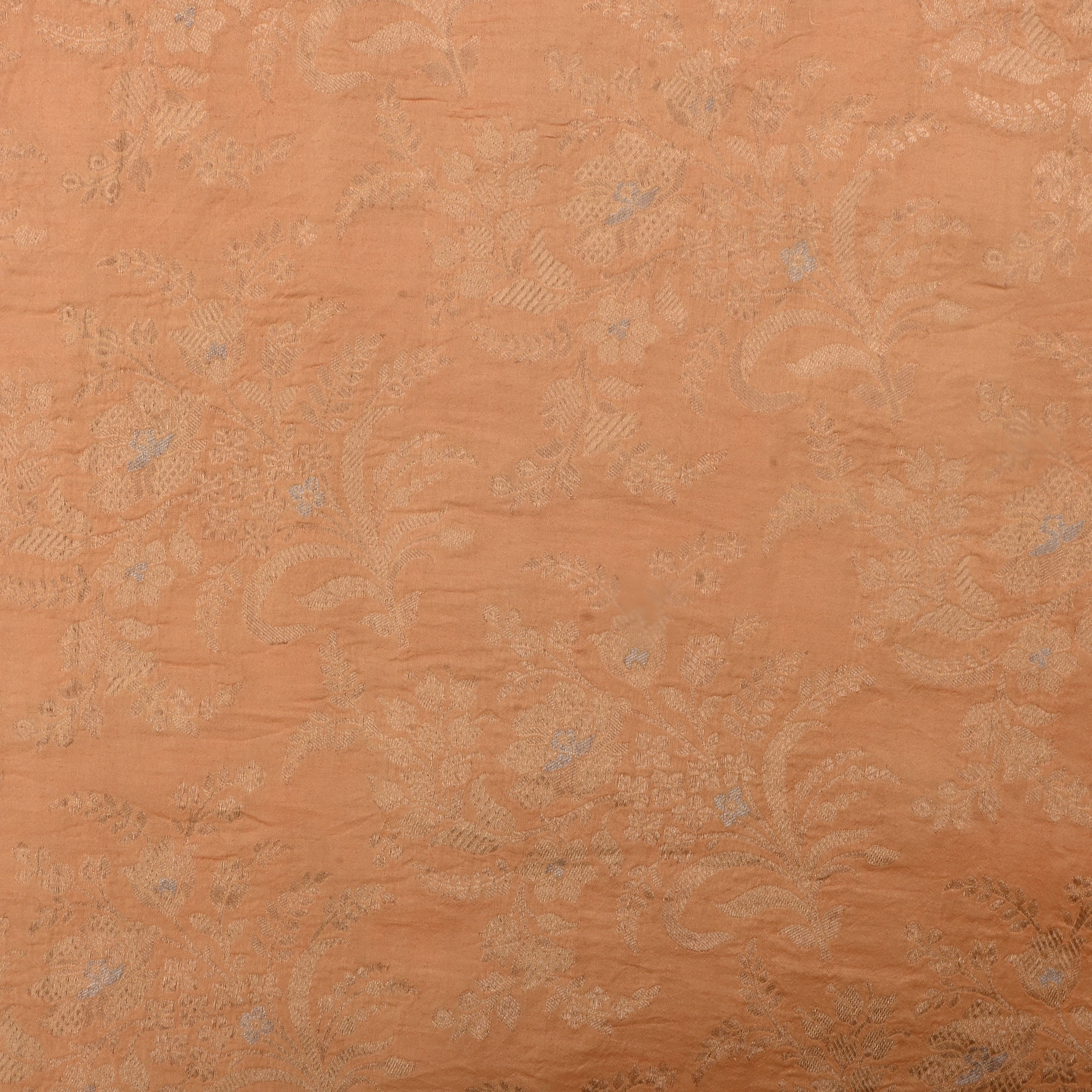 Antique Brass Jamawar Silk Fabric With Floral Jaal