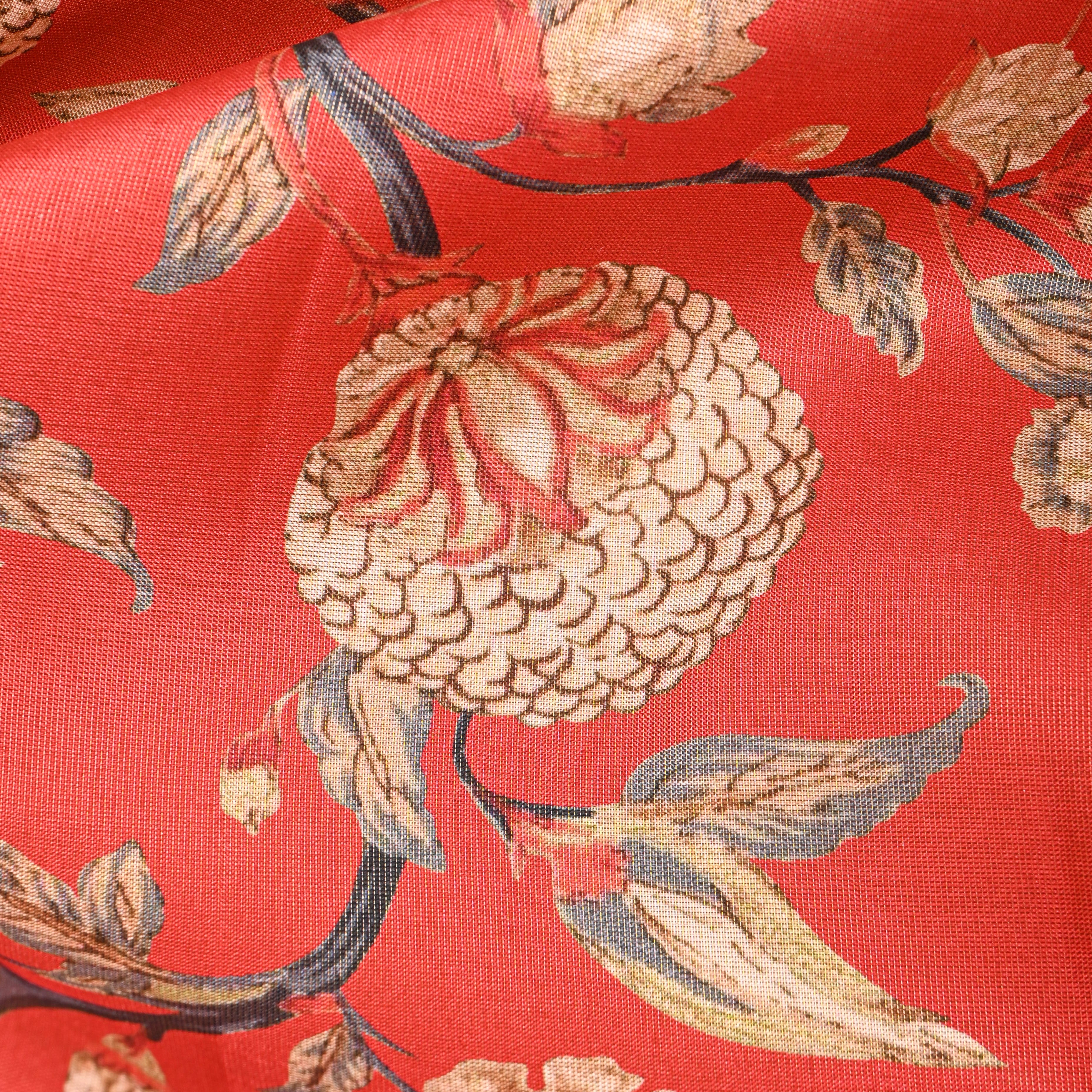 Orange Tissue Fabric With Printed Design