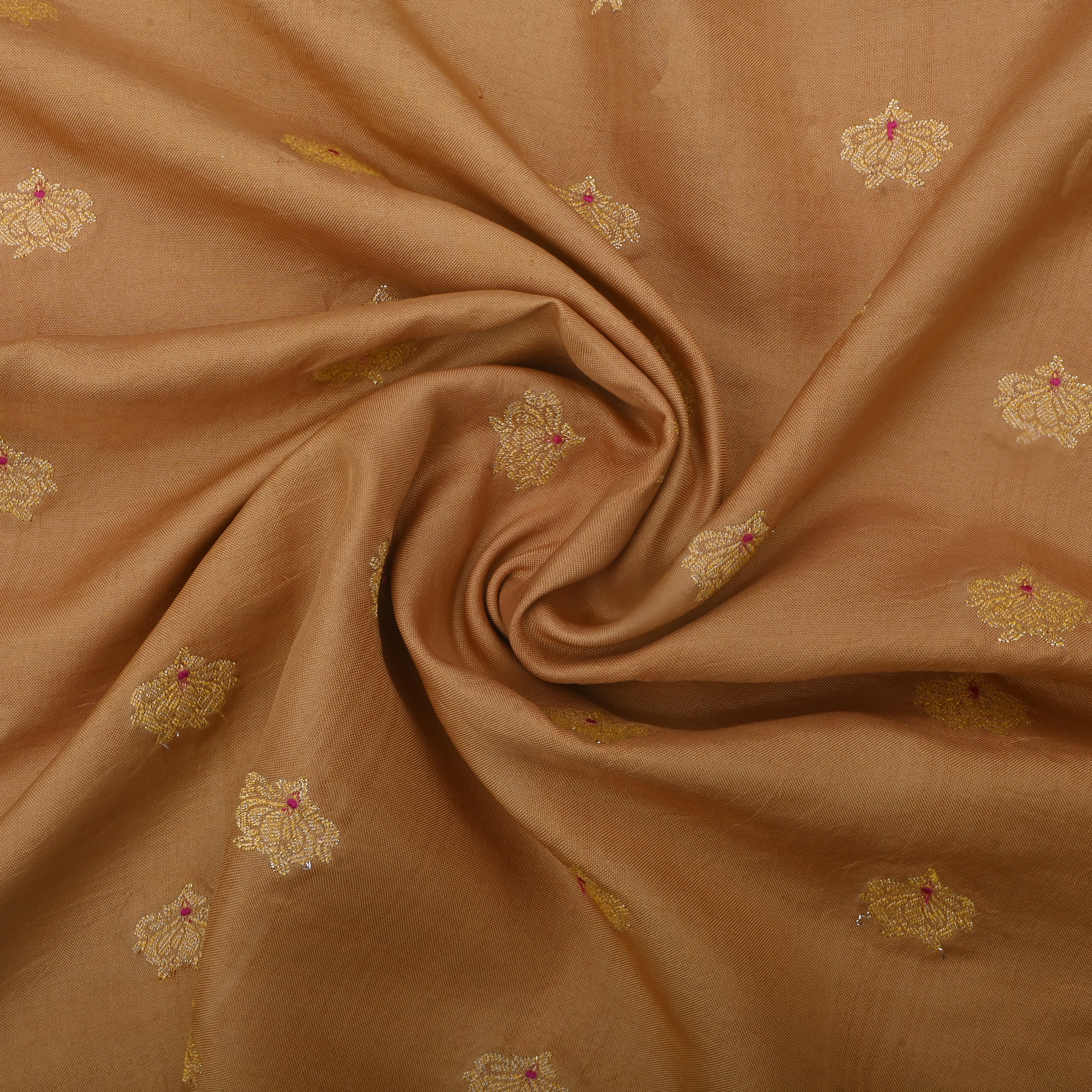 Dark Beige Jamawar Silk Fabric With Butti'S