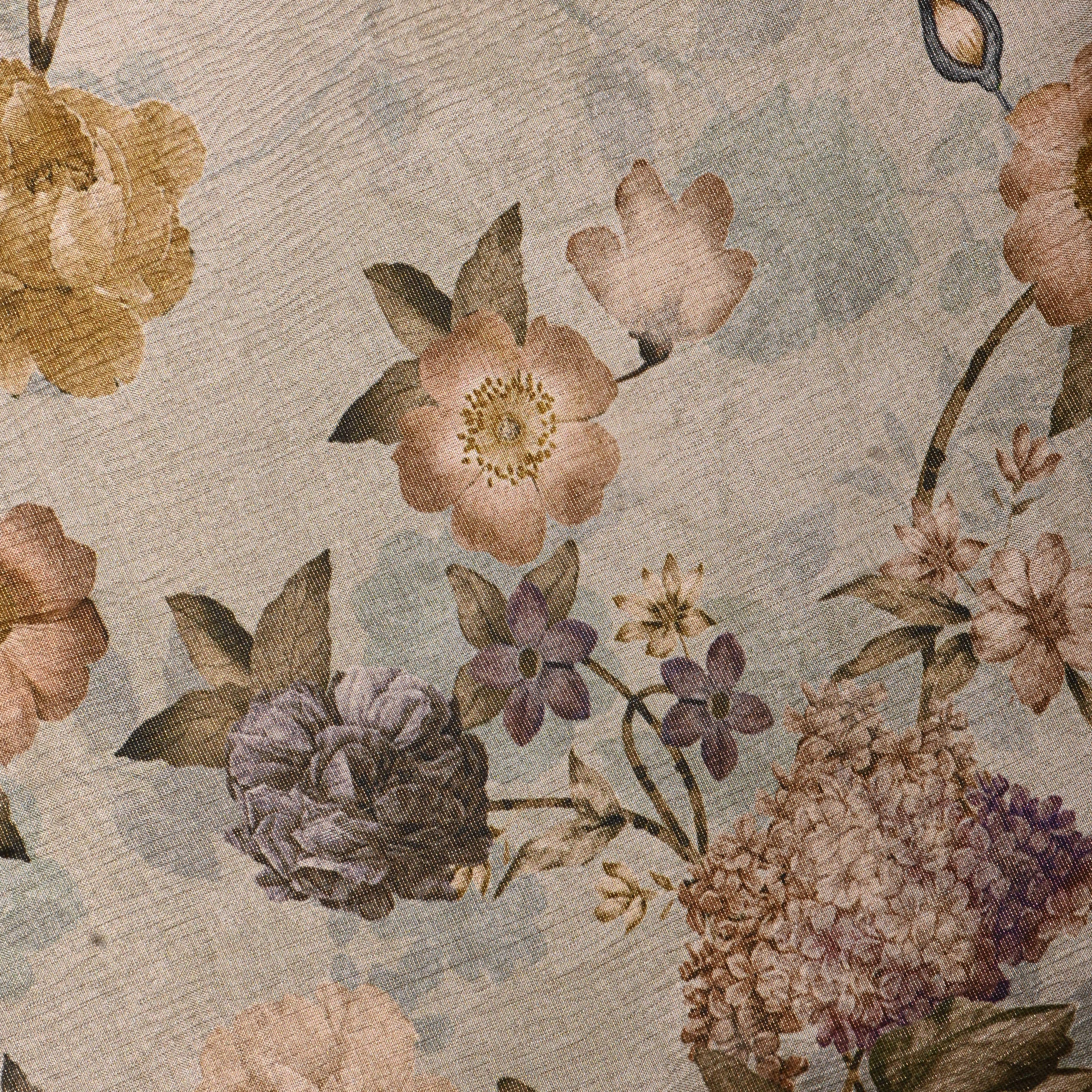 Beige Tissue Fabric With Digital Prints