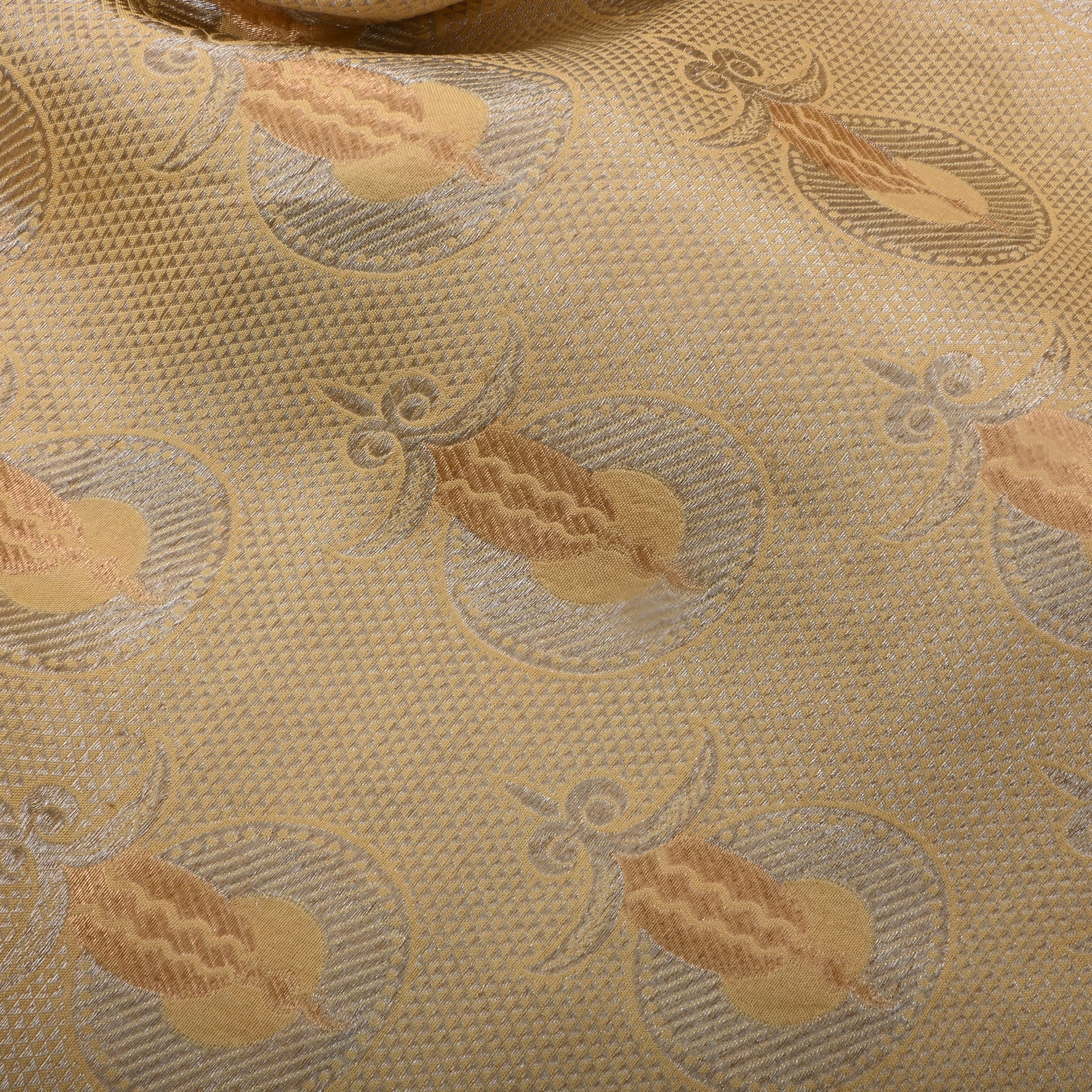 Soft Yellow Jamawar Silk Fabric With Buttis