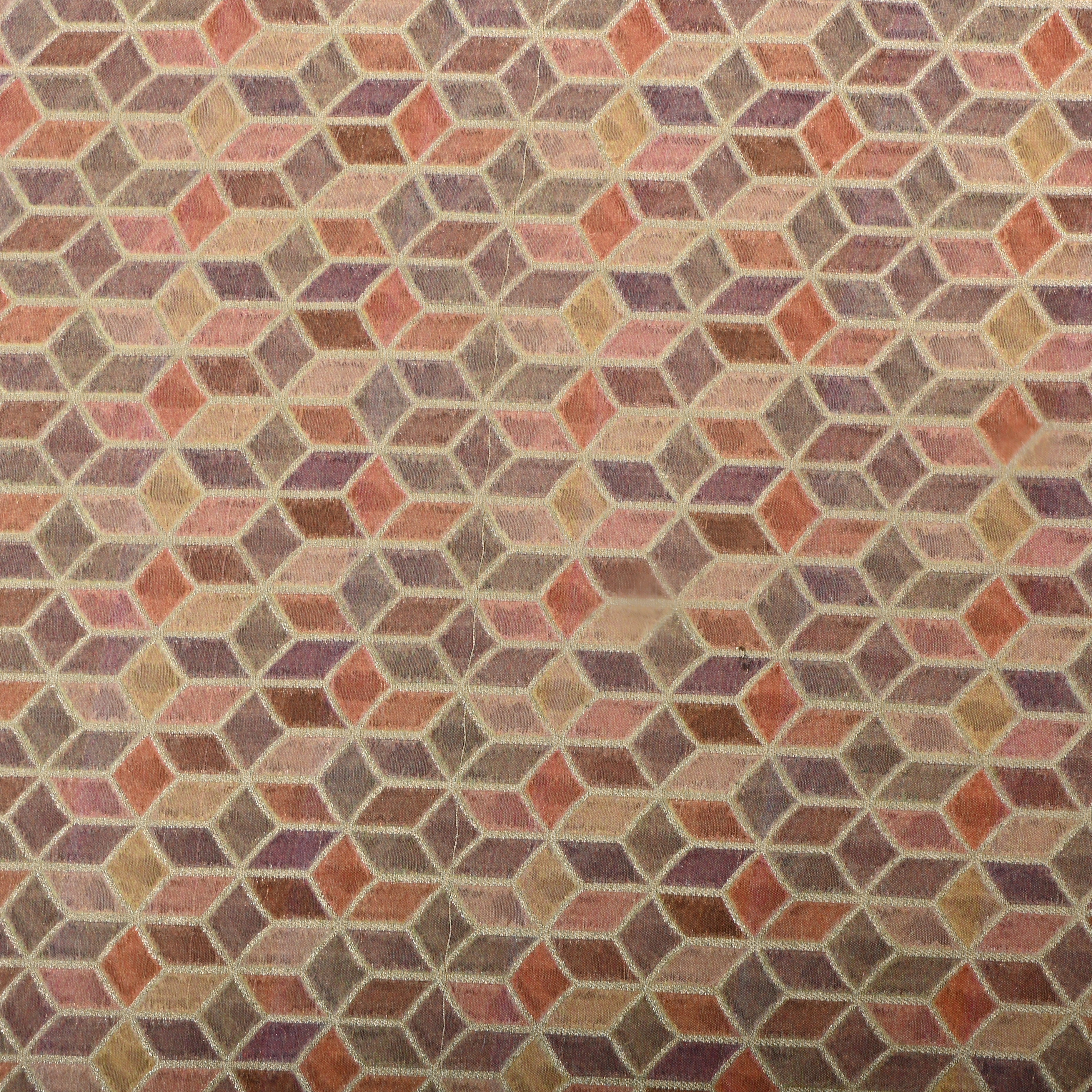 Multi-Color Jamawar Silk Fabric With Zari Work