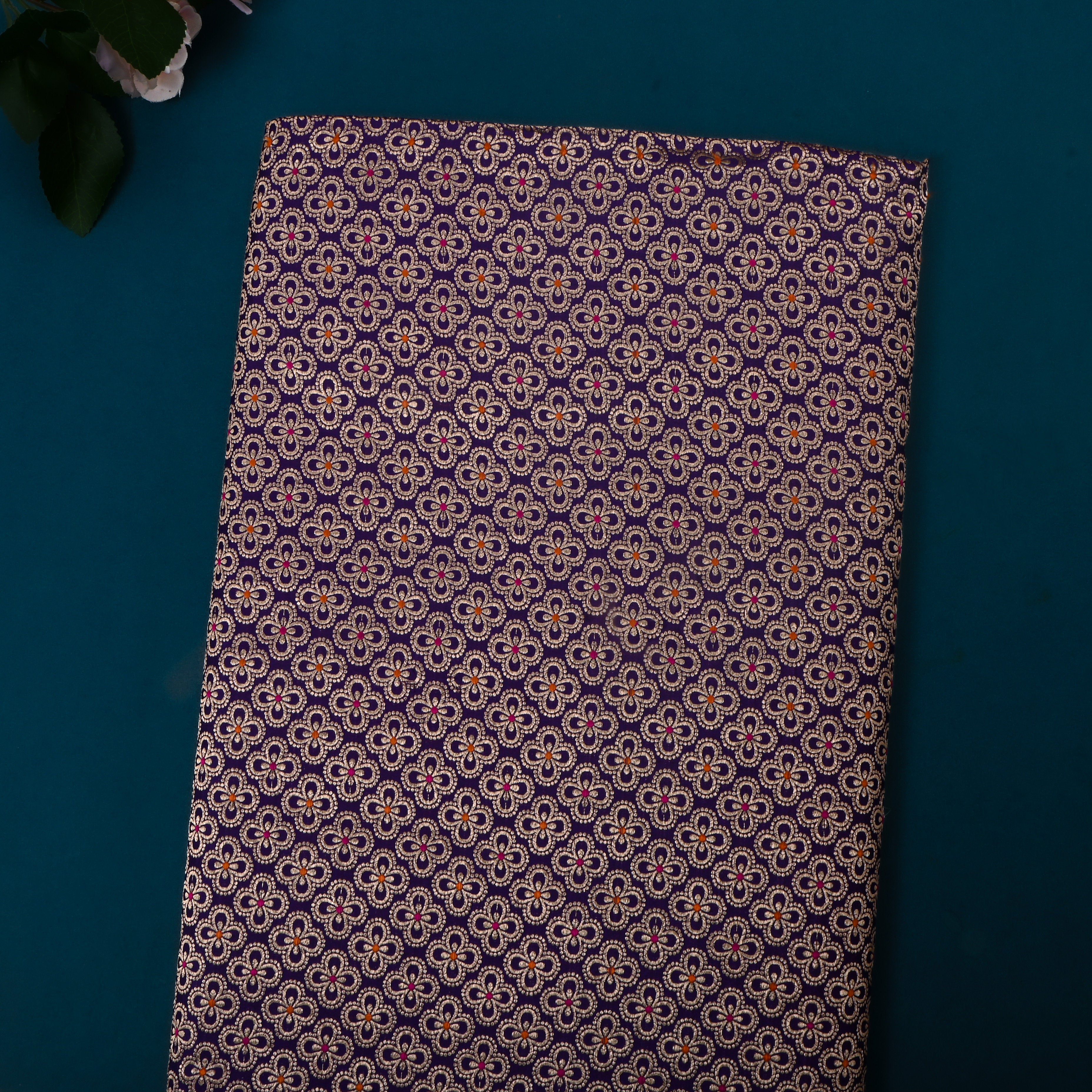 Haiti Purple Jamawar Silk Fabric With Meenakari Design