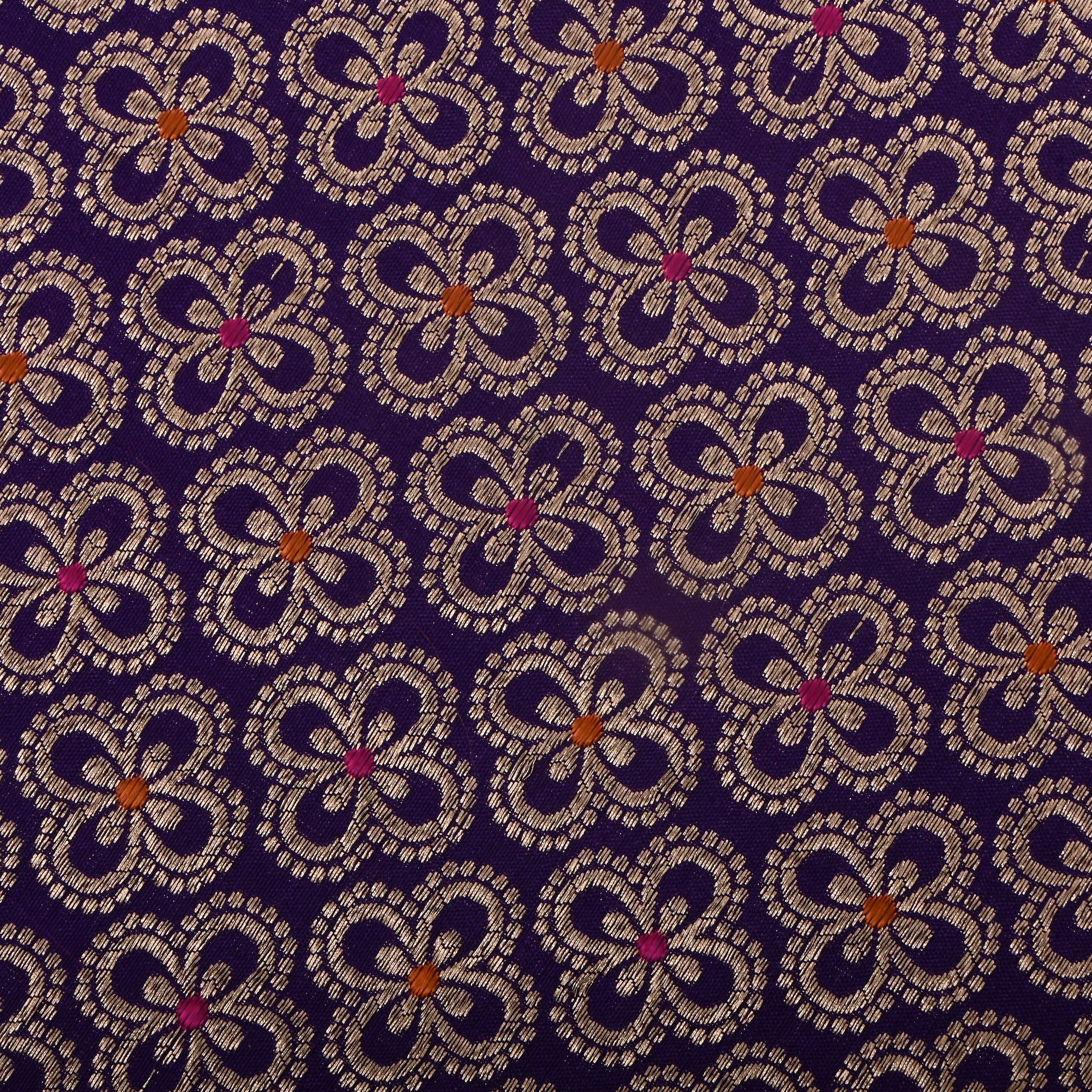 Haiti Purple Jamawar Silk Fabric With Meenakari Design