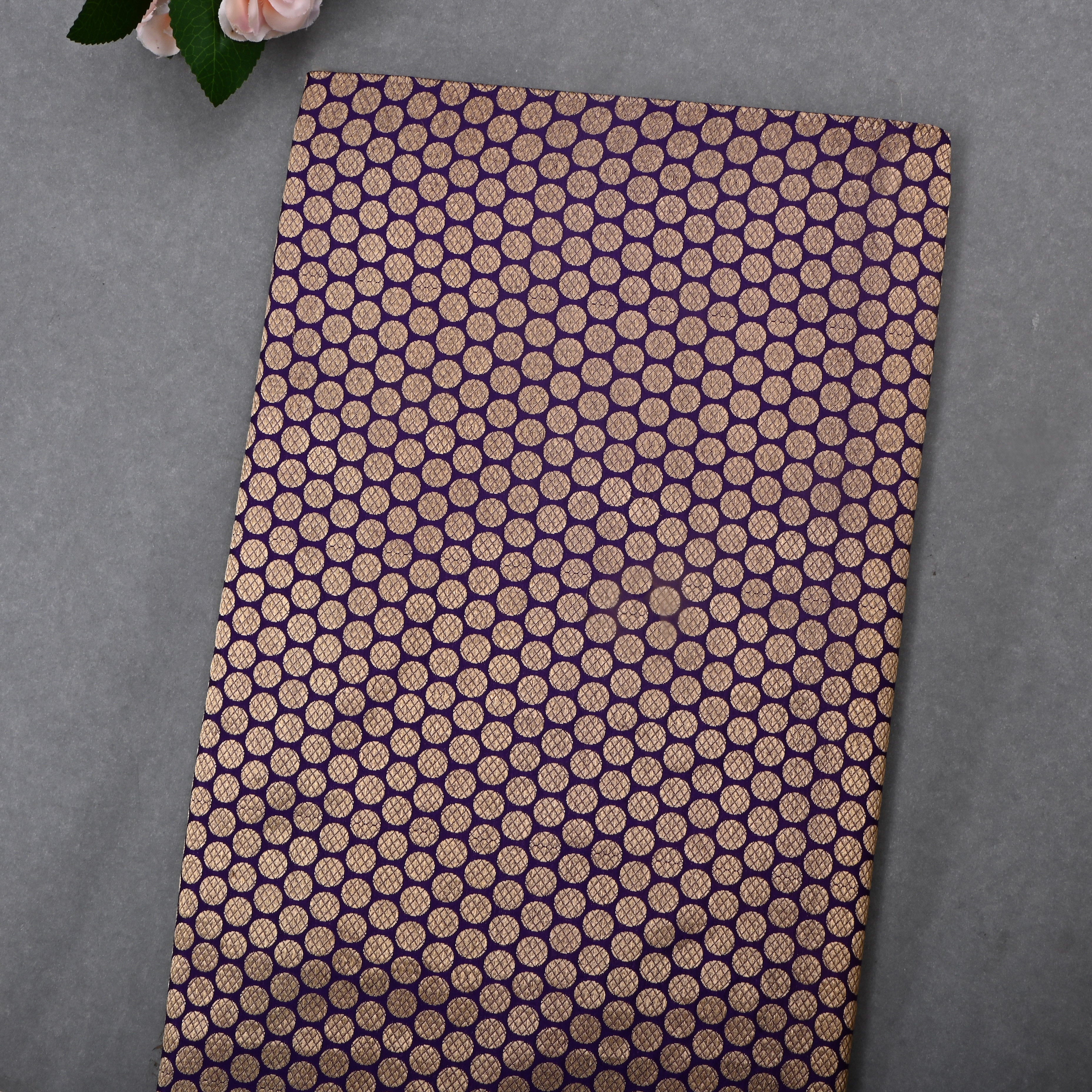 Dark Purple Jamawar Silk Fabric With Woven Pattern