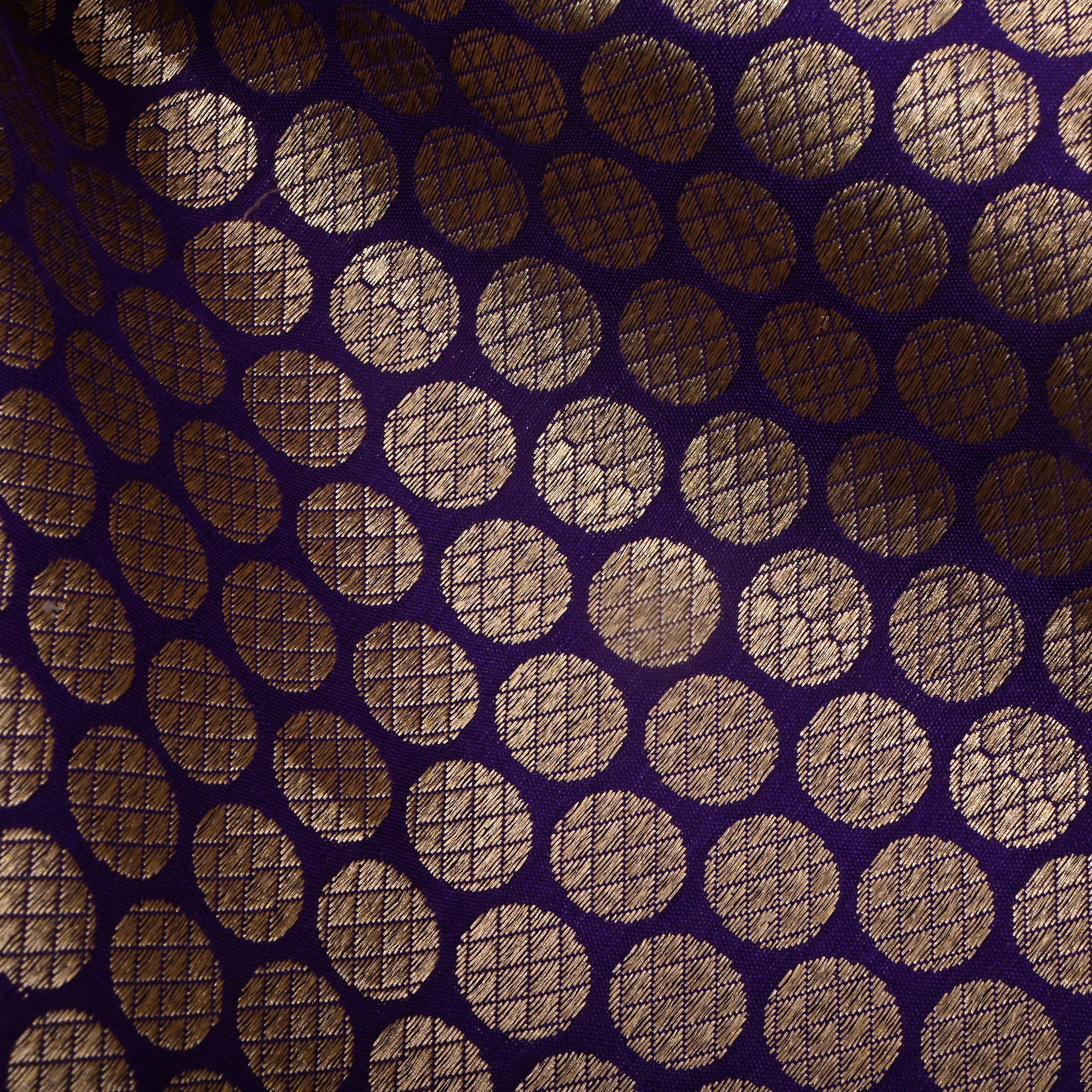 Dark Purple Jamawar Silk Fabric With Woven Pattern