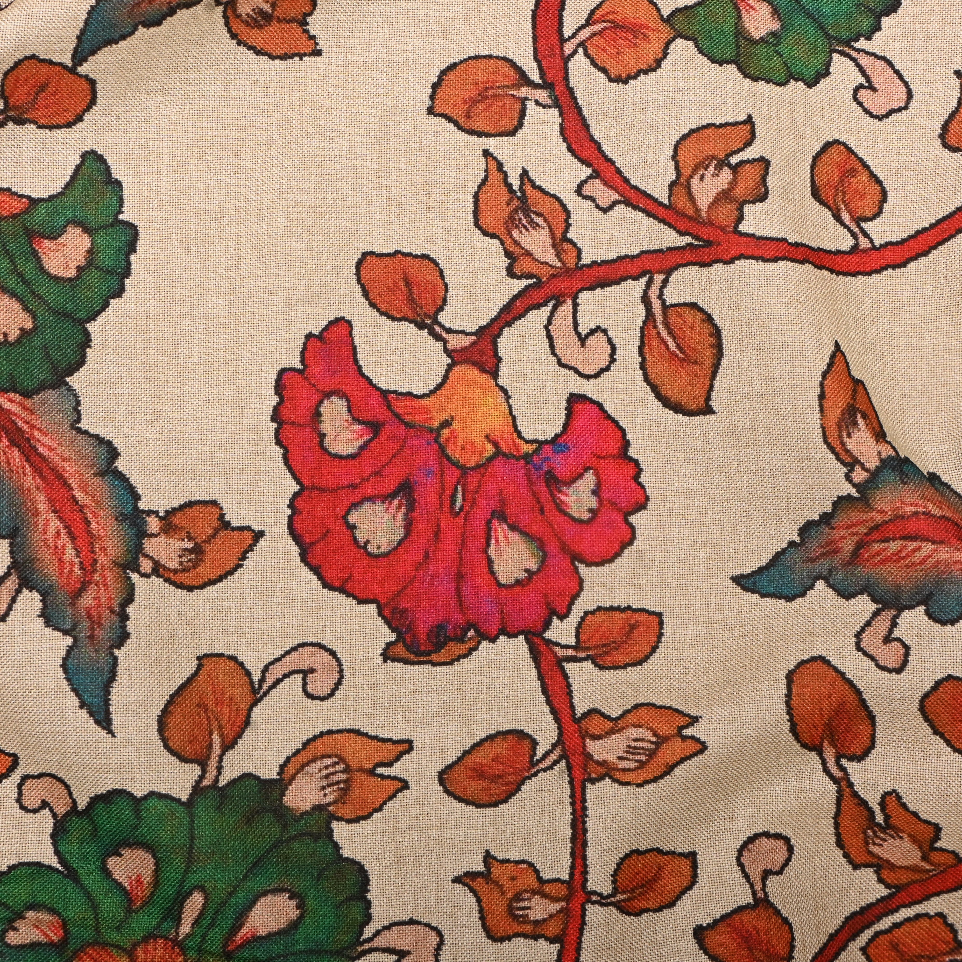 Cosmic Latte Tissue Fabric With Printed Design