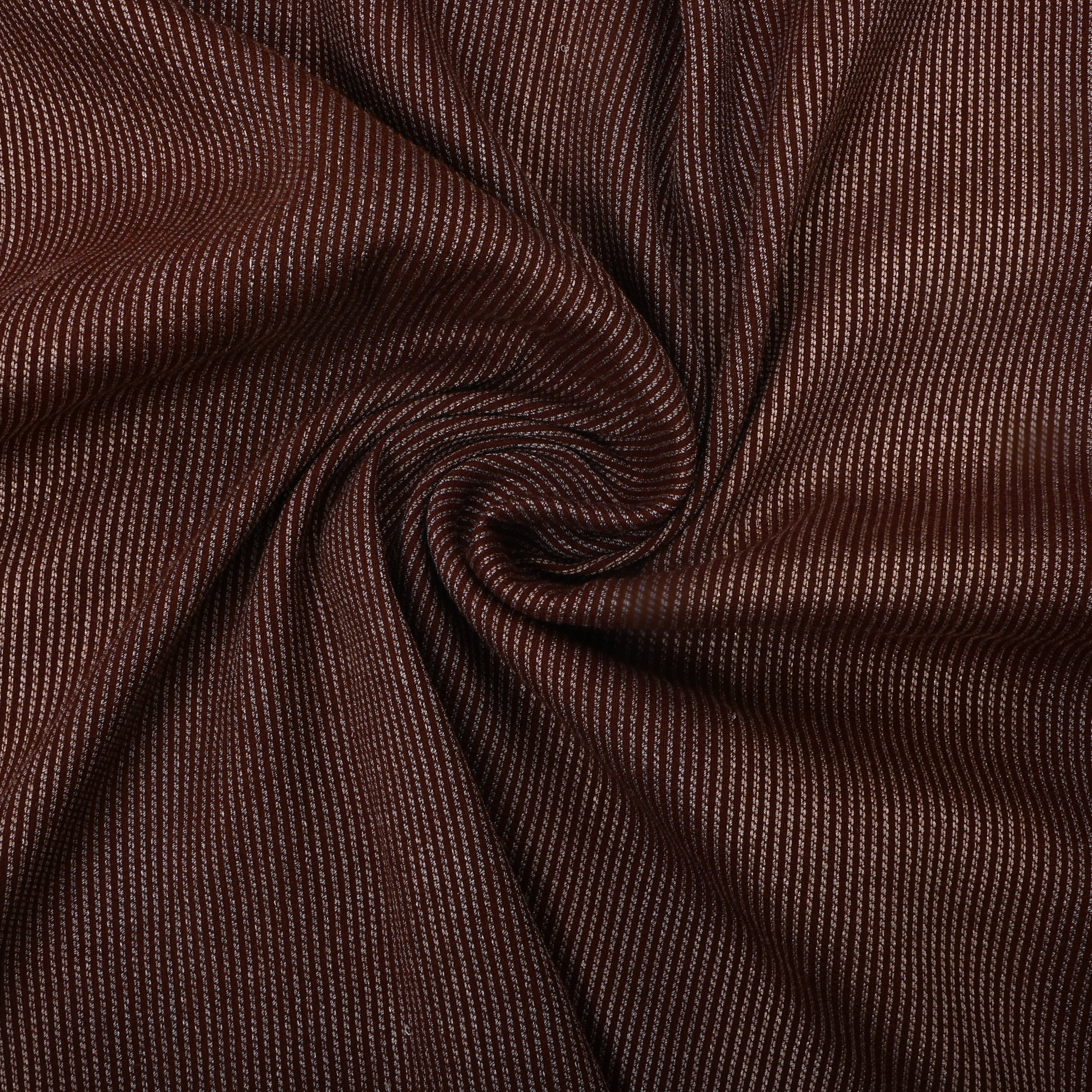 Dark Brown Jamawar Tussar Solid Fabric