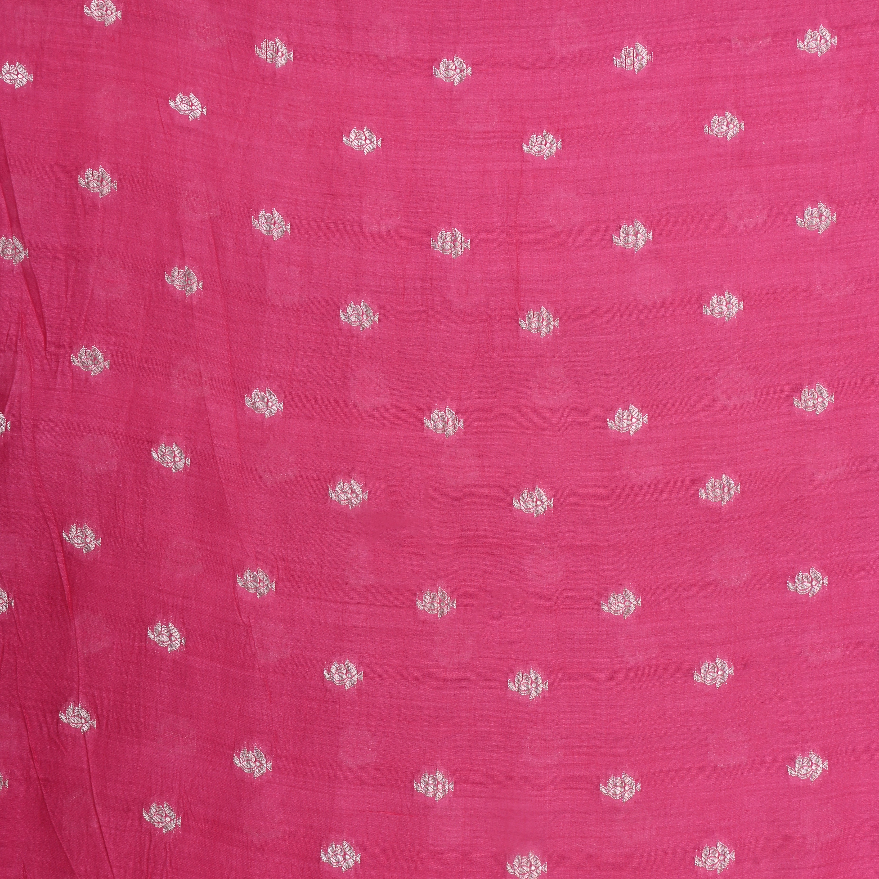 Dark Pink Jamawar Silk Fabric With Floral Butti'S