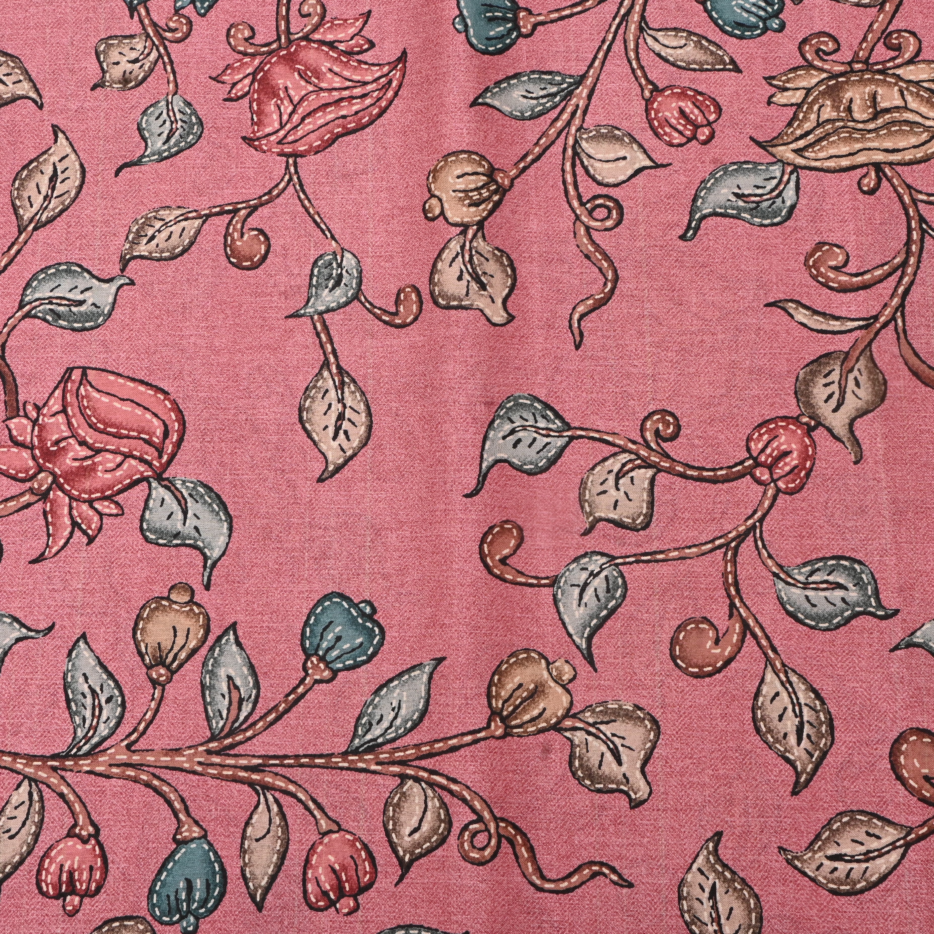 Rose Quartz Pink Tussar Fabric With Printed Design