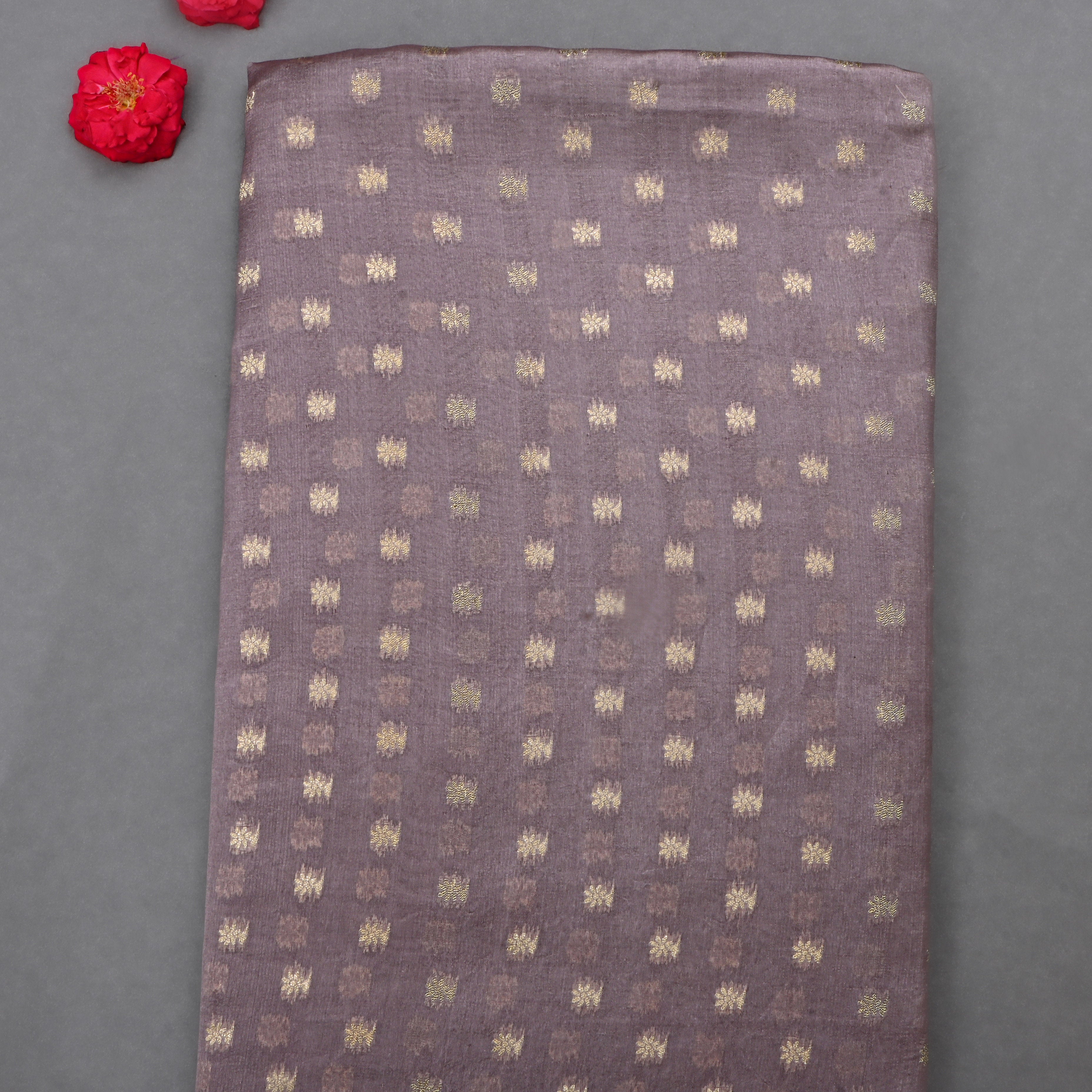 Mountbatten Pink Jamawar Silk Fabric With Butti'S