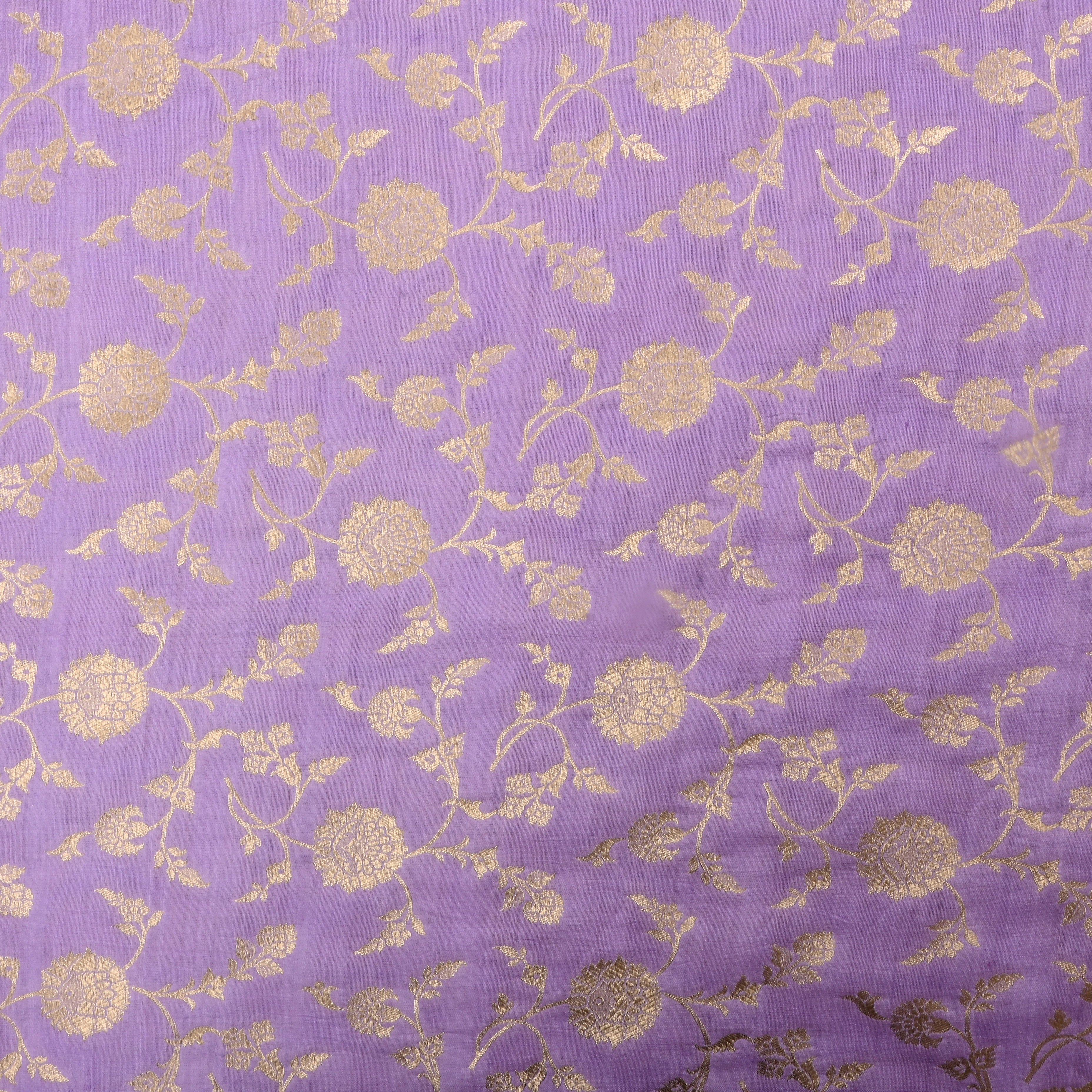 Lavender Jamawar Silk Fabric With Floral Jaal