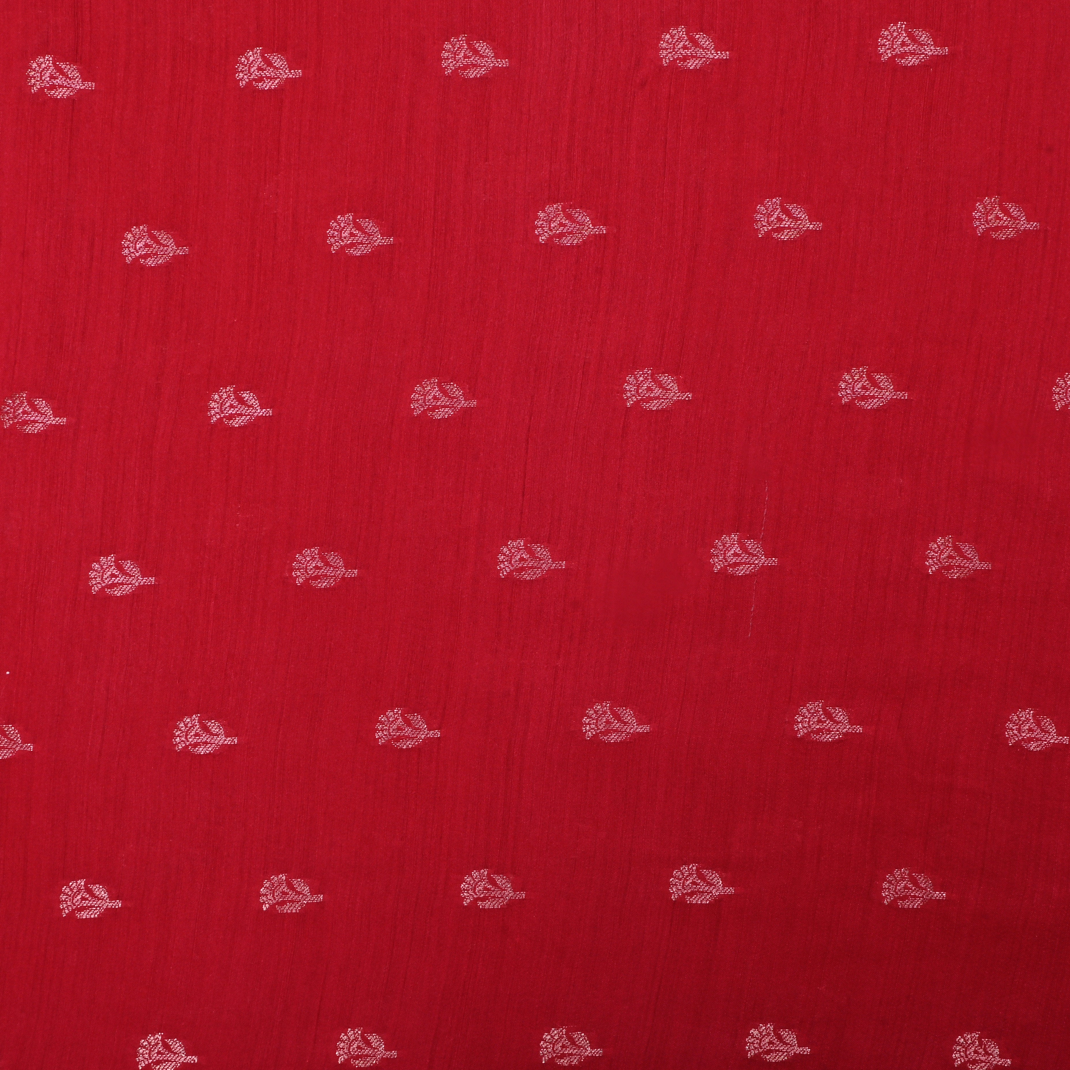 Cornell Red Jamawar Moonga Fabric With Butti'S