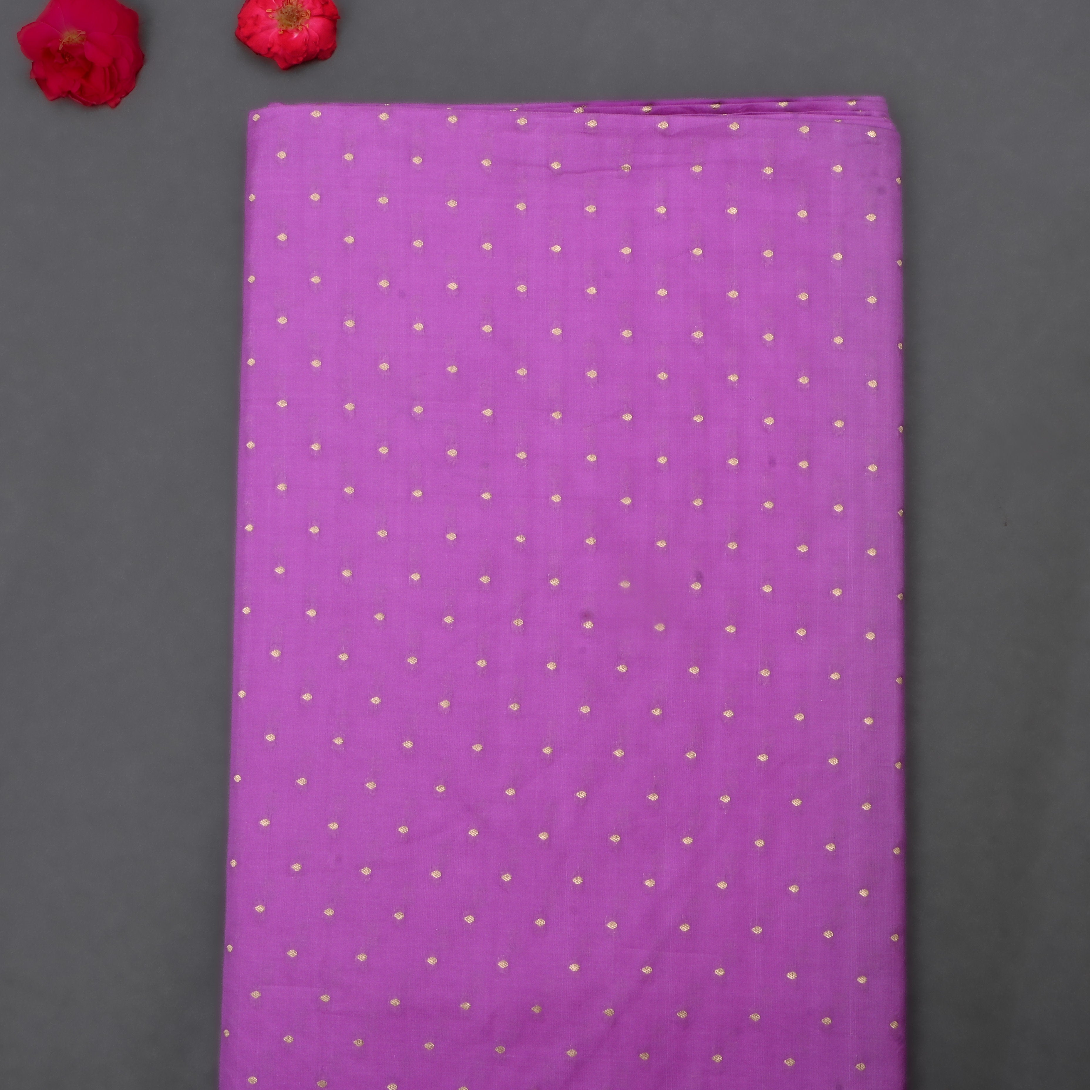 Deep Fuchsia Jamawar Silk Fabric With Butti'S