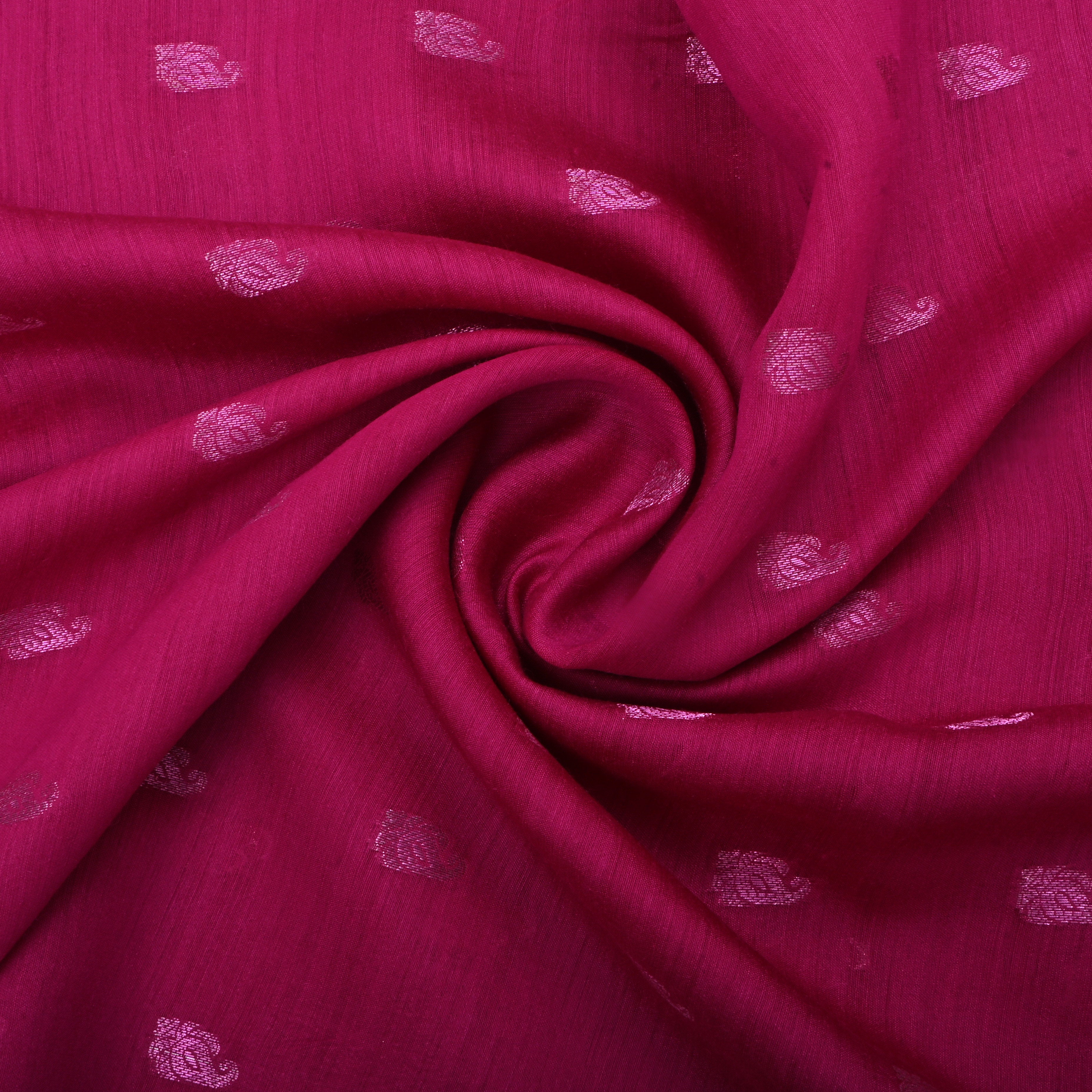 Berry Pinkish Red Jamawar Moonga Fabric With Butti'S
