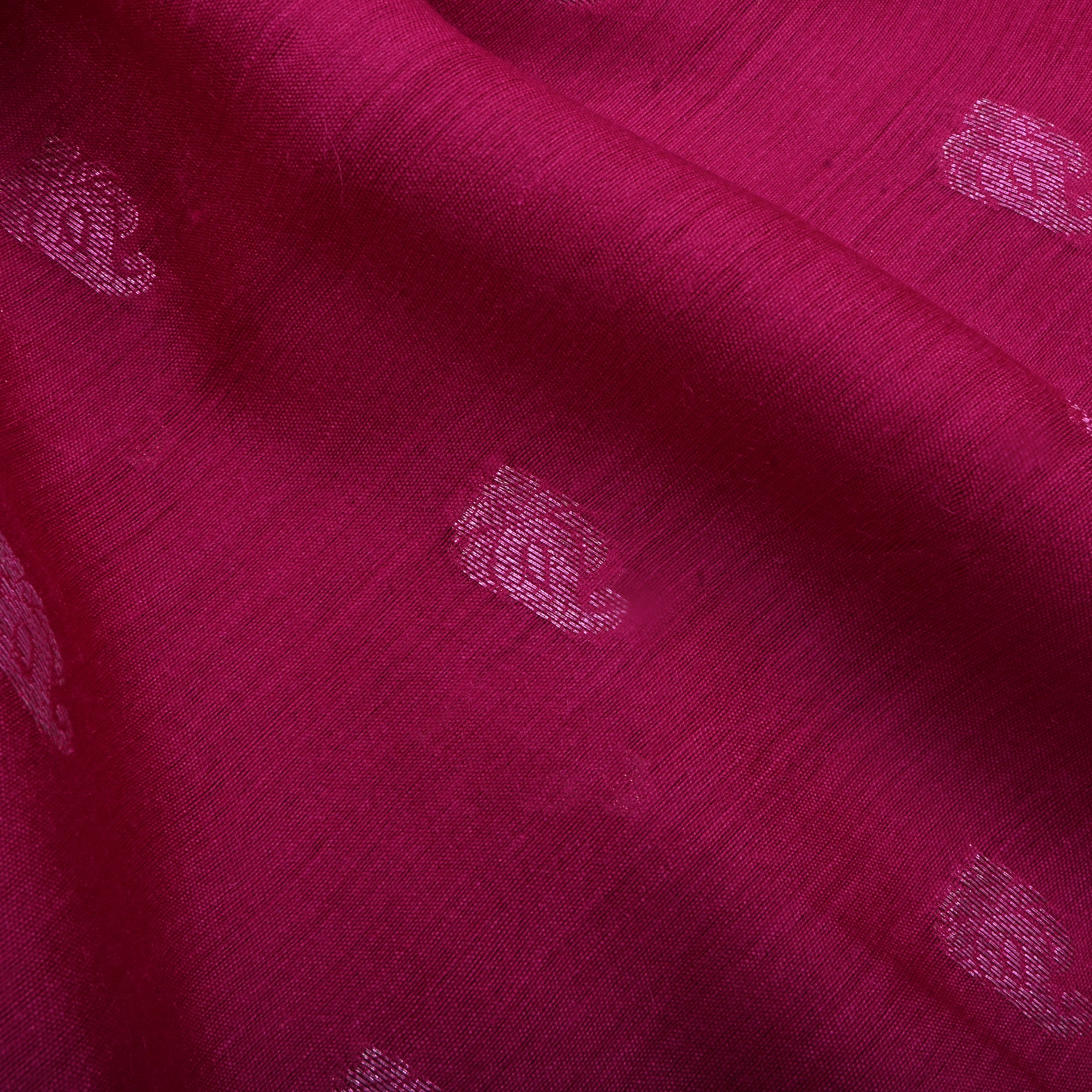 Berry Pinkish Red Jamawar Moonga Fabric With Butti'S