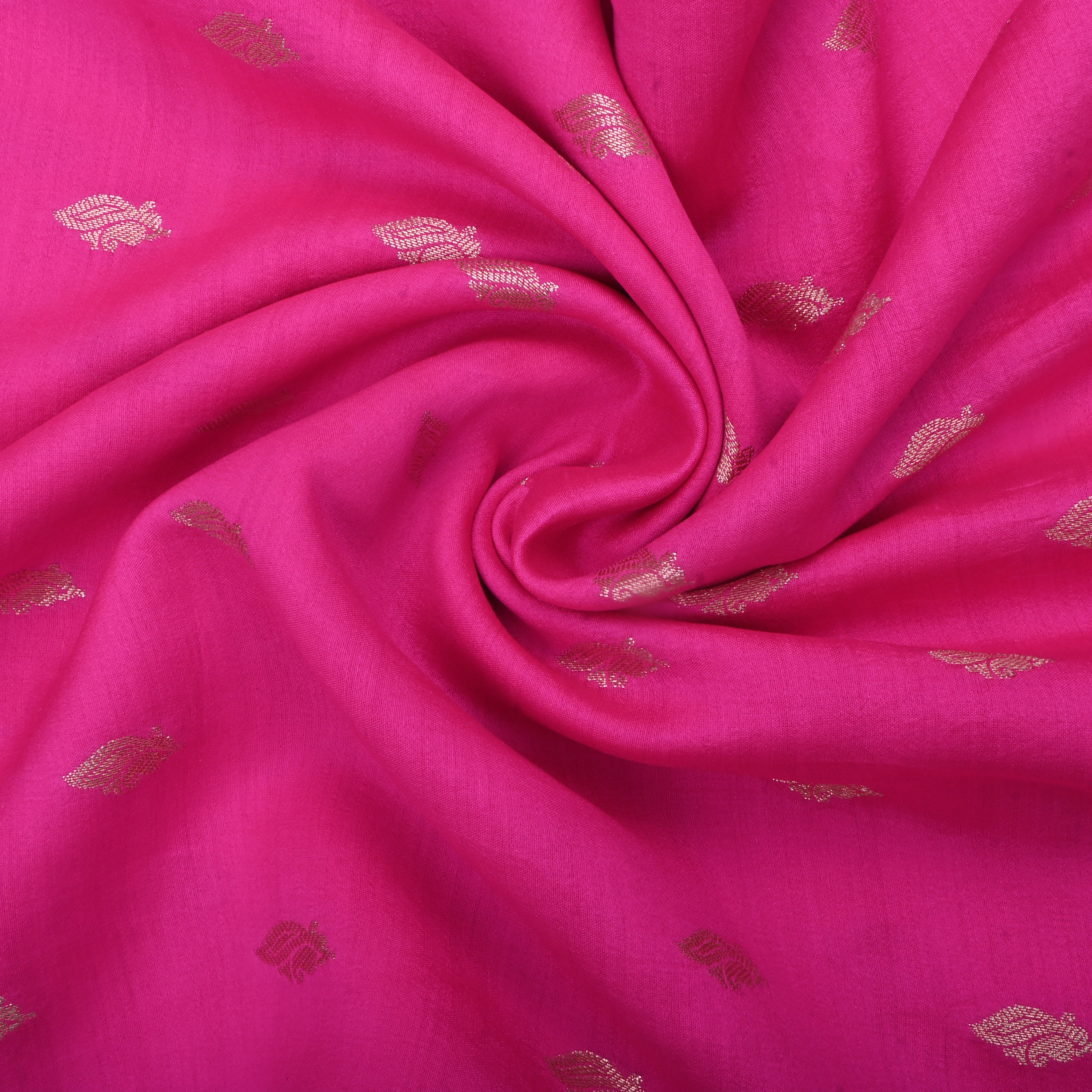 Cerise Pink Jamawar Silk Fabric With Butti'S