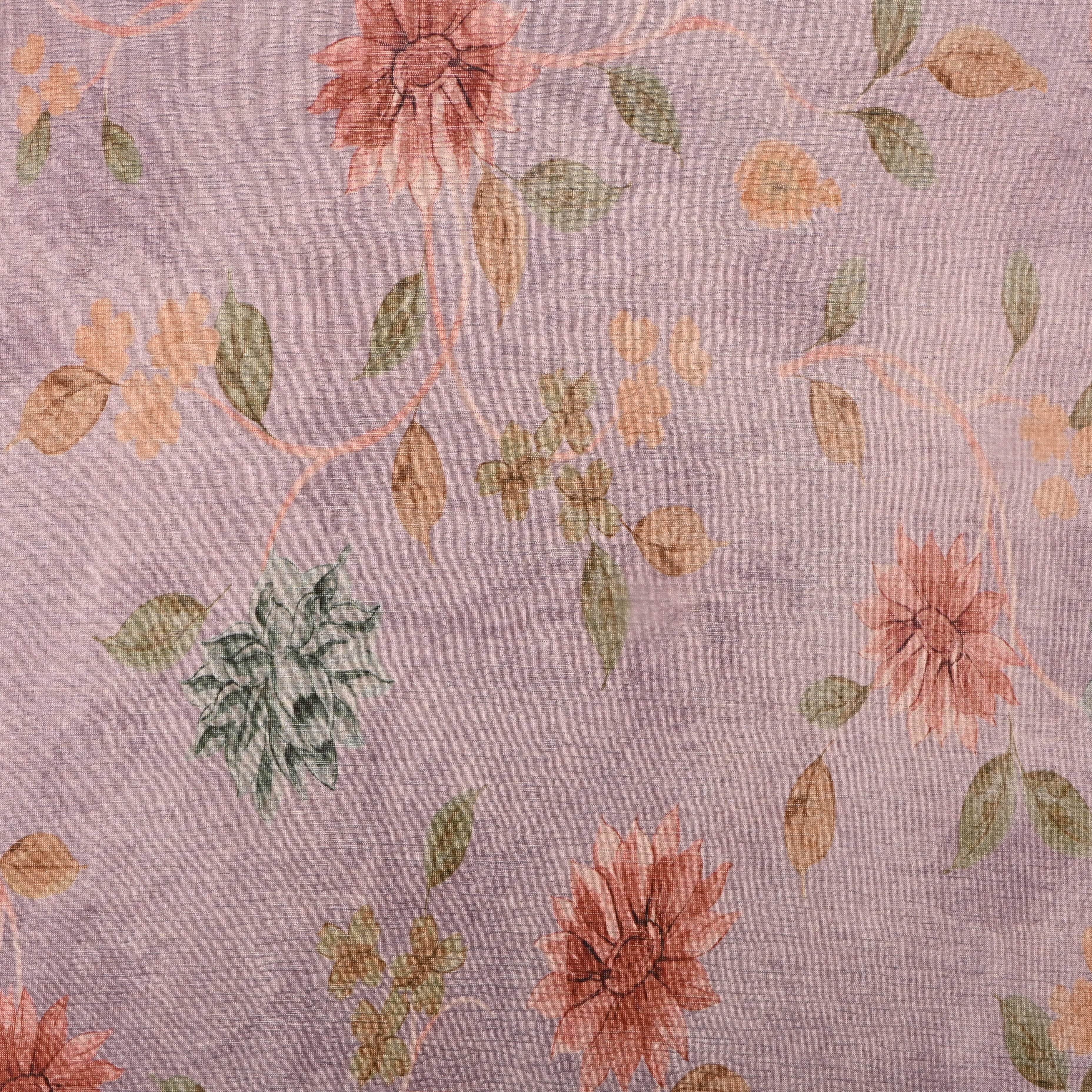 Soft Lilac Tissue Fabric With Floral Prints