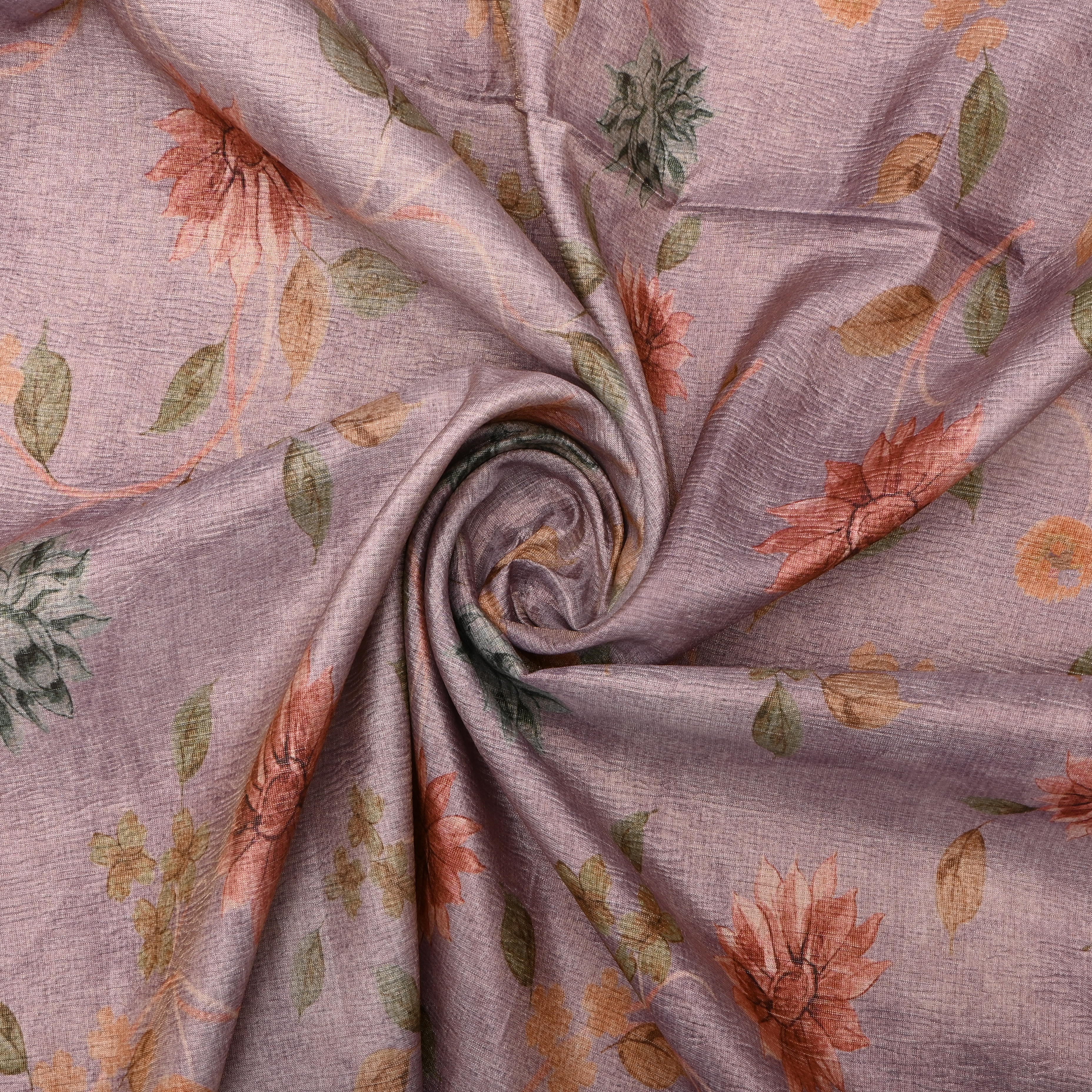 Soft Lilac Tissue Fabric With Floral Prints