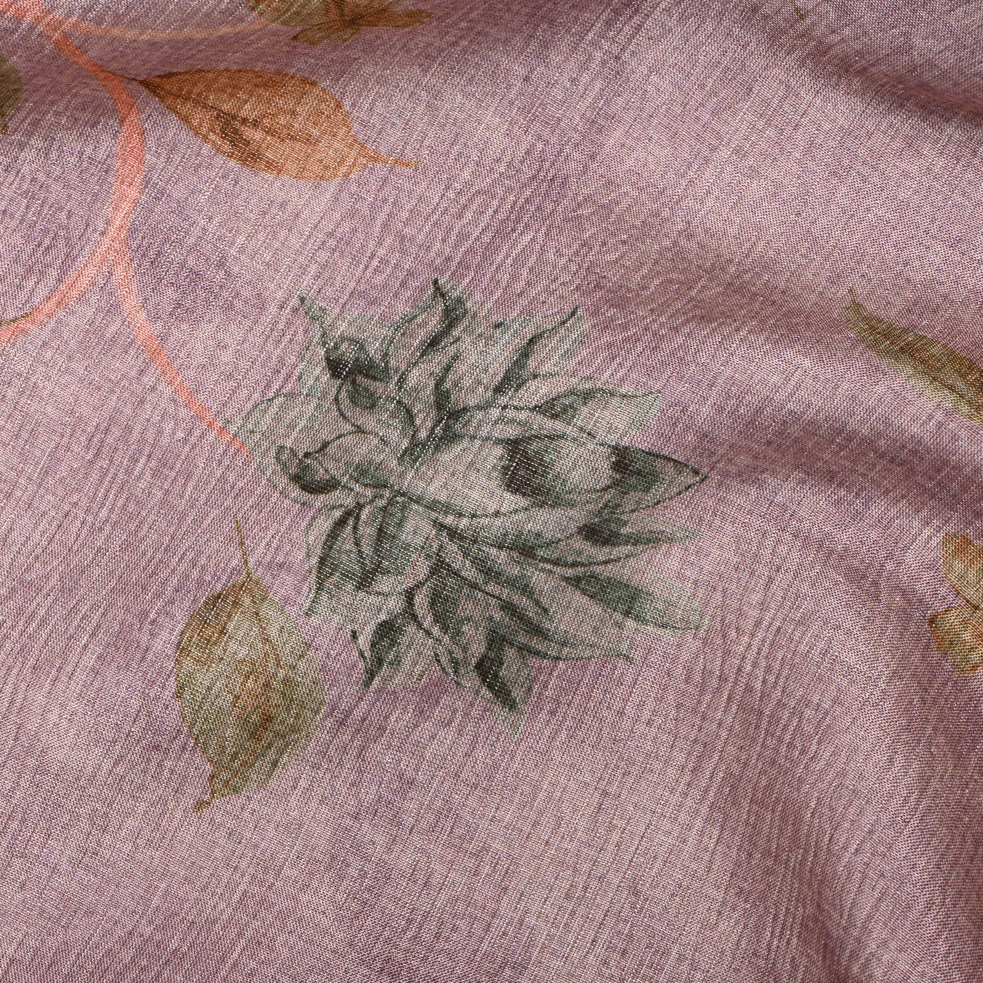 Soft Lilac Tissue Fabric With Floral Prints